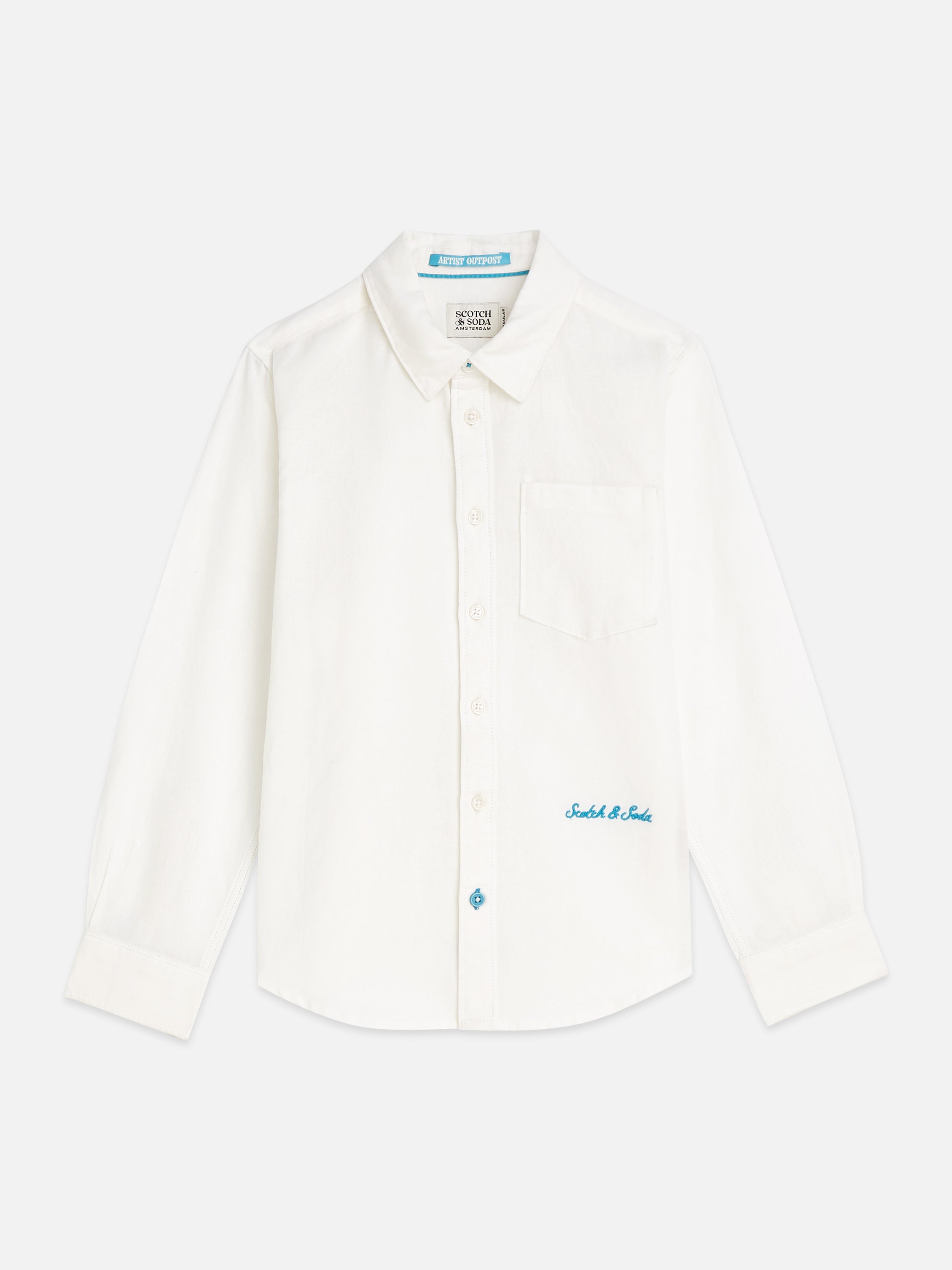 Jongens LINEN SHIRT van Scotch & Soda in de kleur BRIGHT WHITE in maat 176.