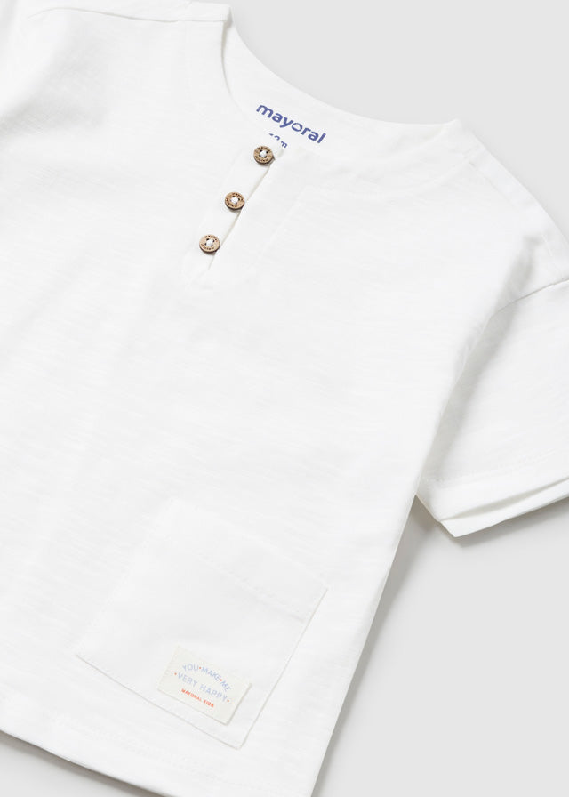 Mayoral S/s combined linen shirt White