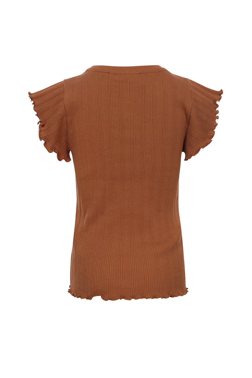Meisjes Rib T-Shirt van LOOXS Little in de kleur Caramel in maat 128.