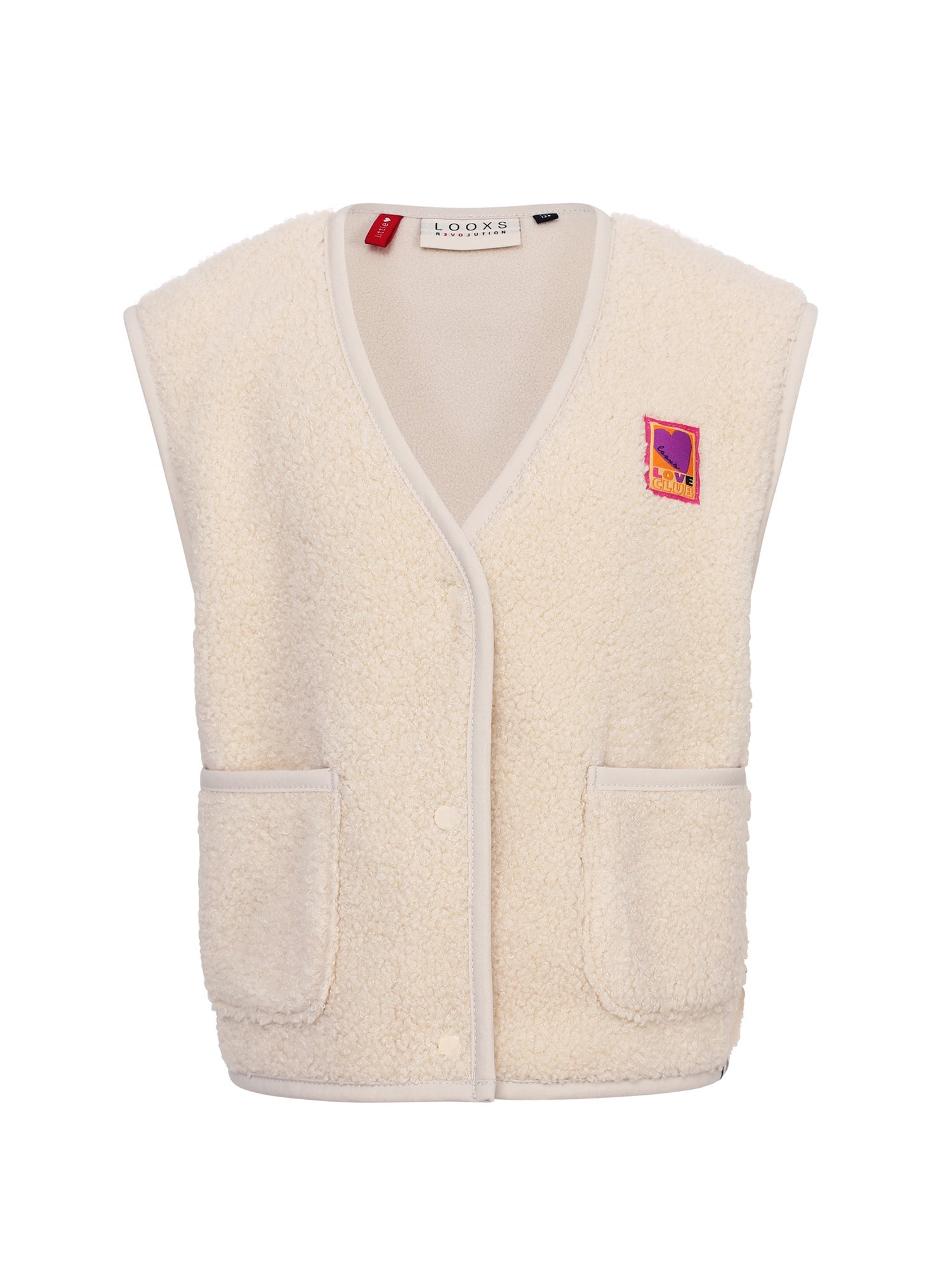 Meisjes Teddy Gilet van LOOXS Little in de kleur Dove white in maat 128-134.