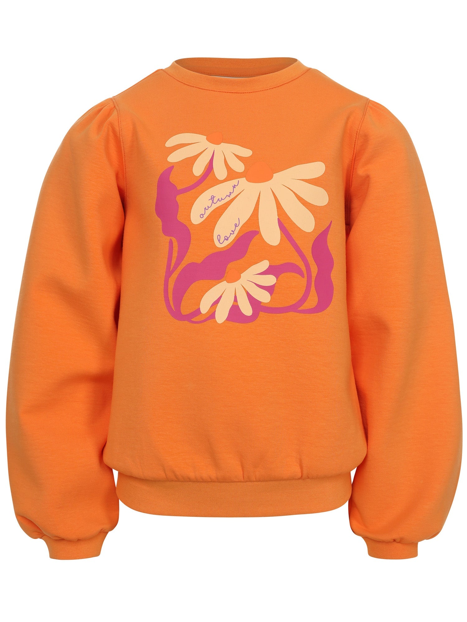 Meisjes Sporty Scuba Sweat Sweater van LOOXS Little in de kleur Bright orange in maat 128.
