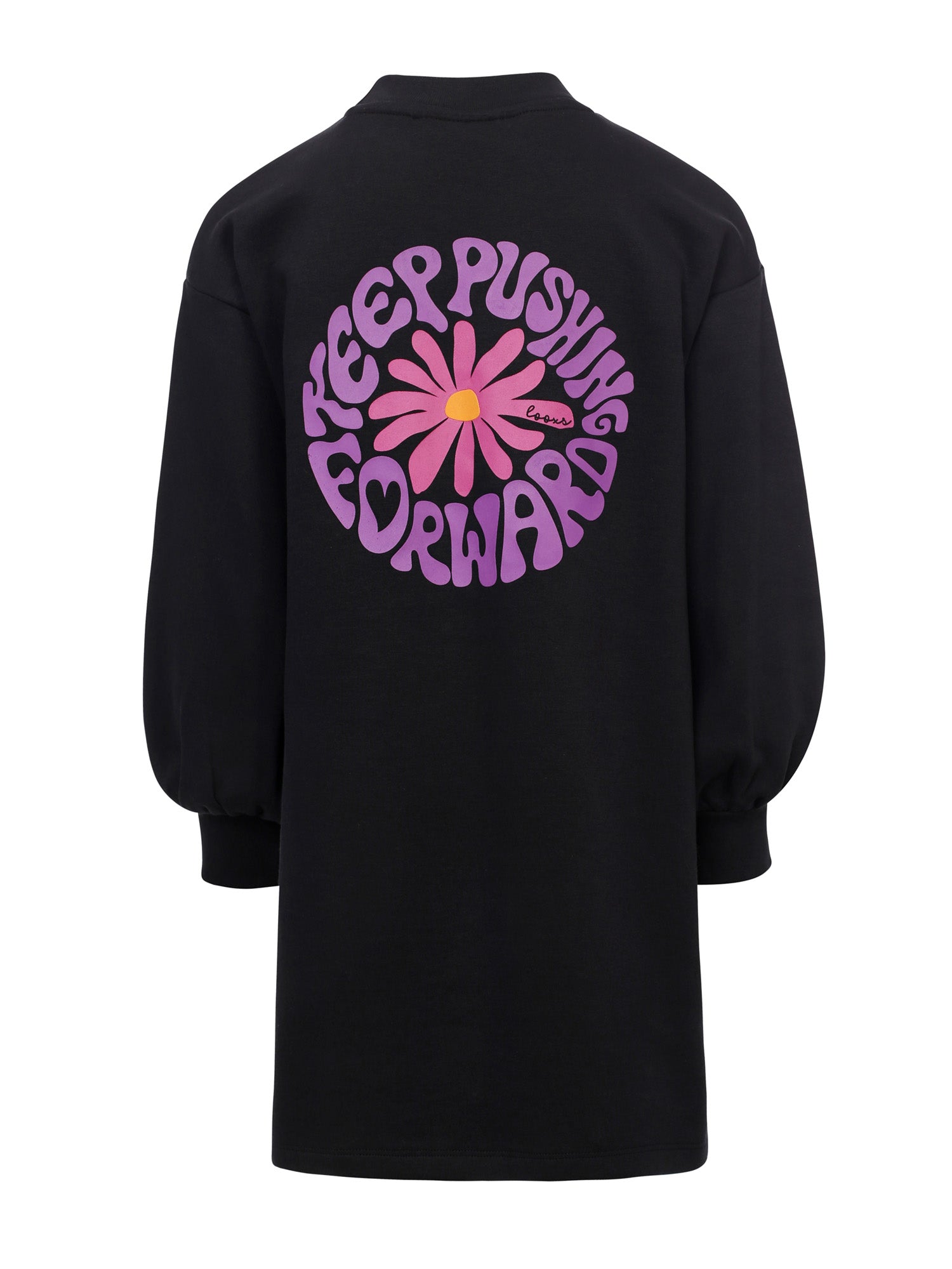 Meisjes Interlock Dress van LOOXS Little in de kleur Graphite in maat 128.