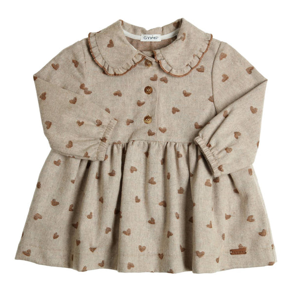 Meisjes Dress Grayce van Gymp in de kleur Beige - Brown in maat 92.