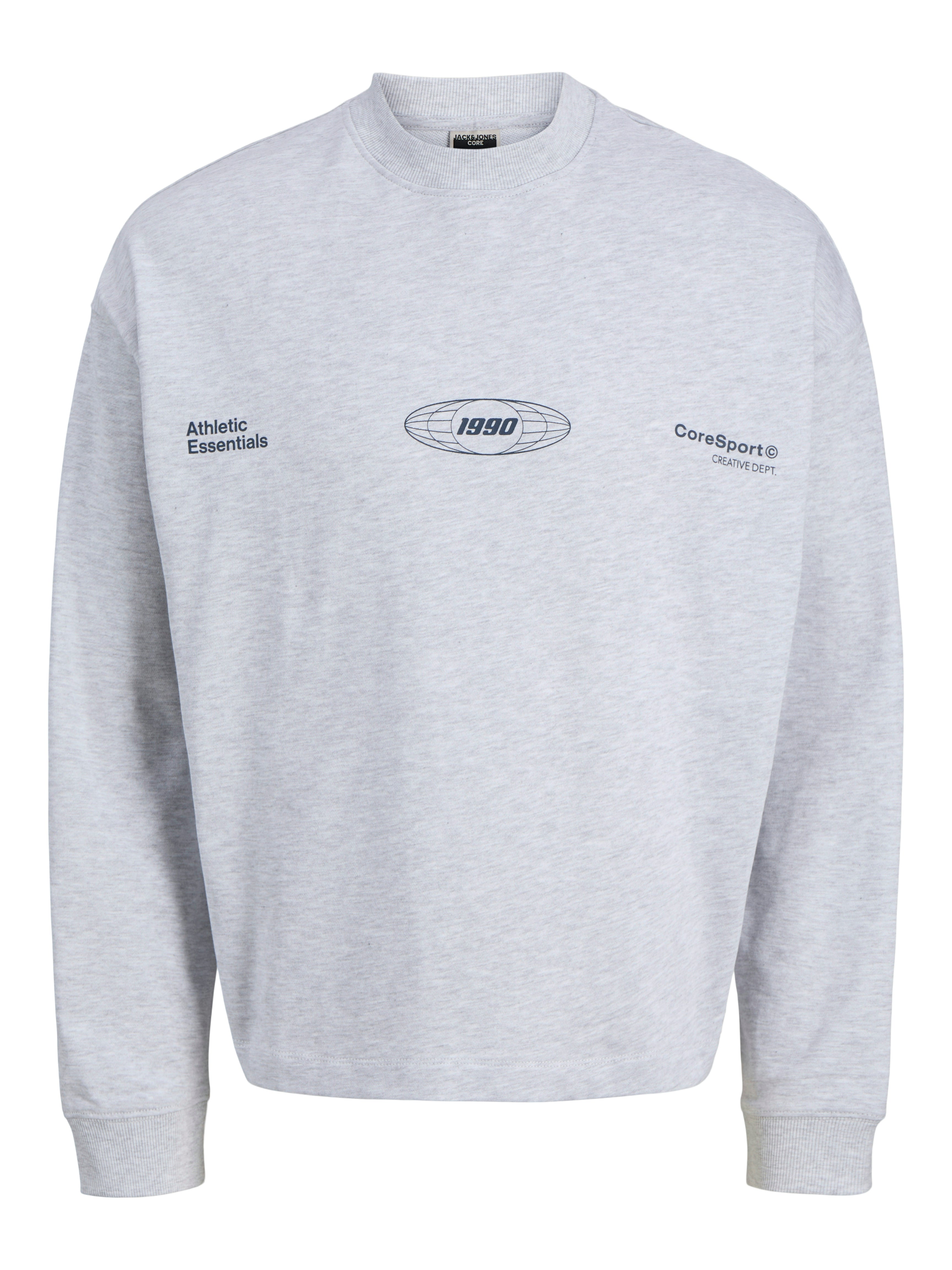 Jongens JCOSIGNAL SWEAT CREW NECK JNR van Jack & Jones Junior in de kleur White Melange in maat 176.
