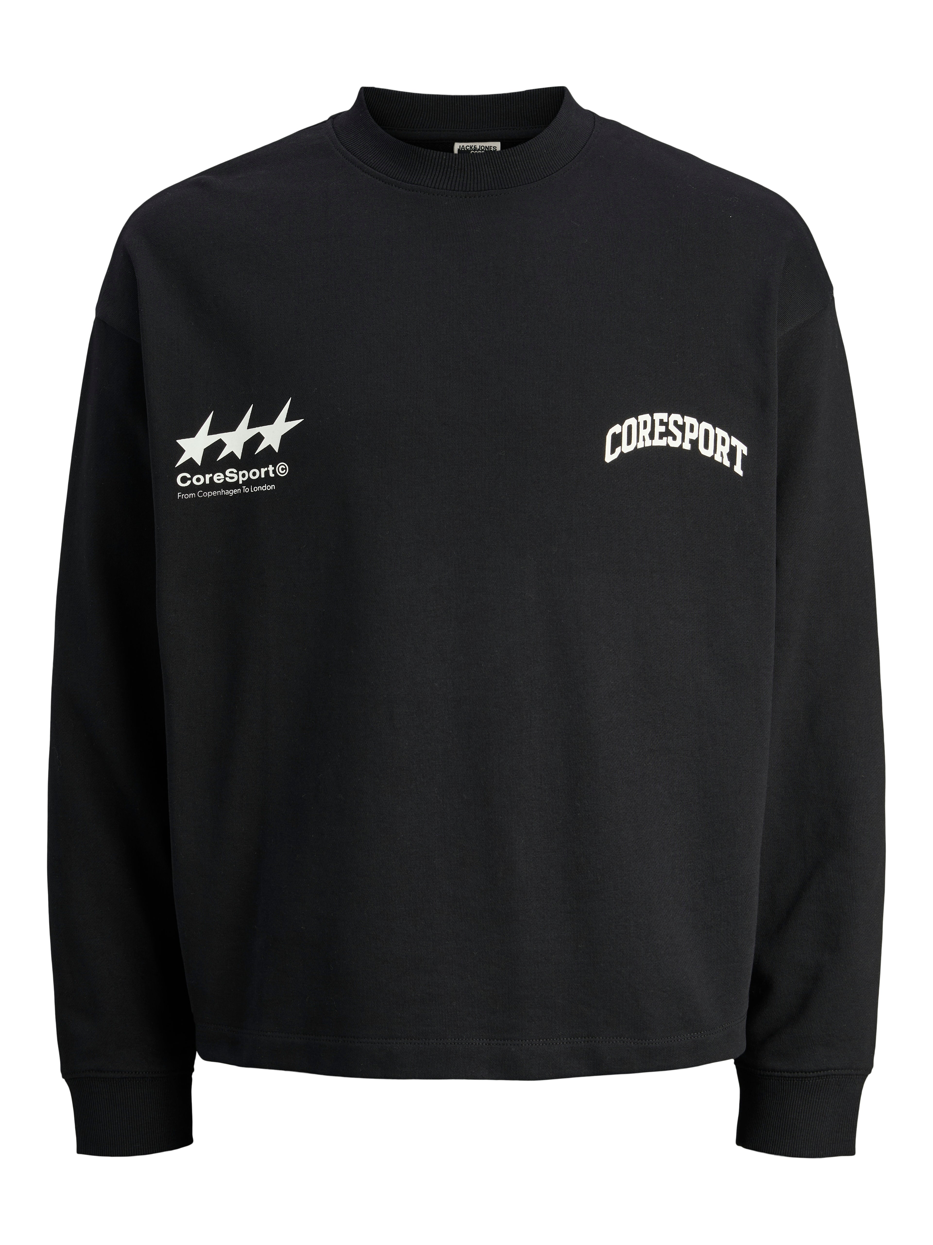 Jongens JCOSIGNAL SWEAT CREW NECK JNR van Jack & Jones Junior in de kleur Black in maat 176.