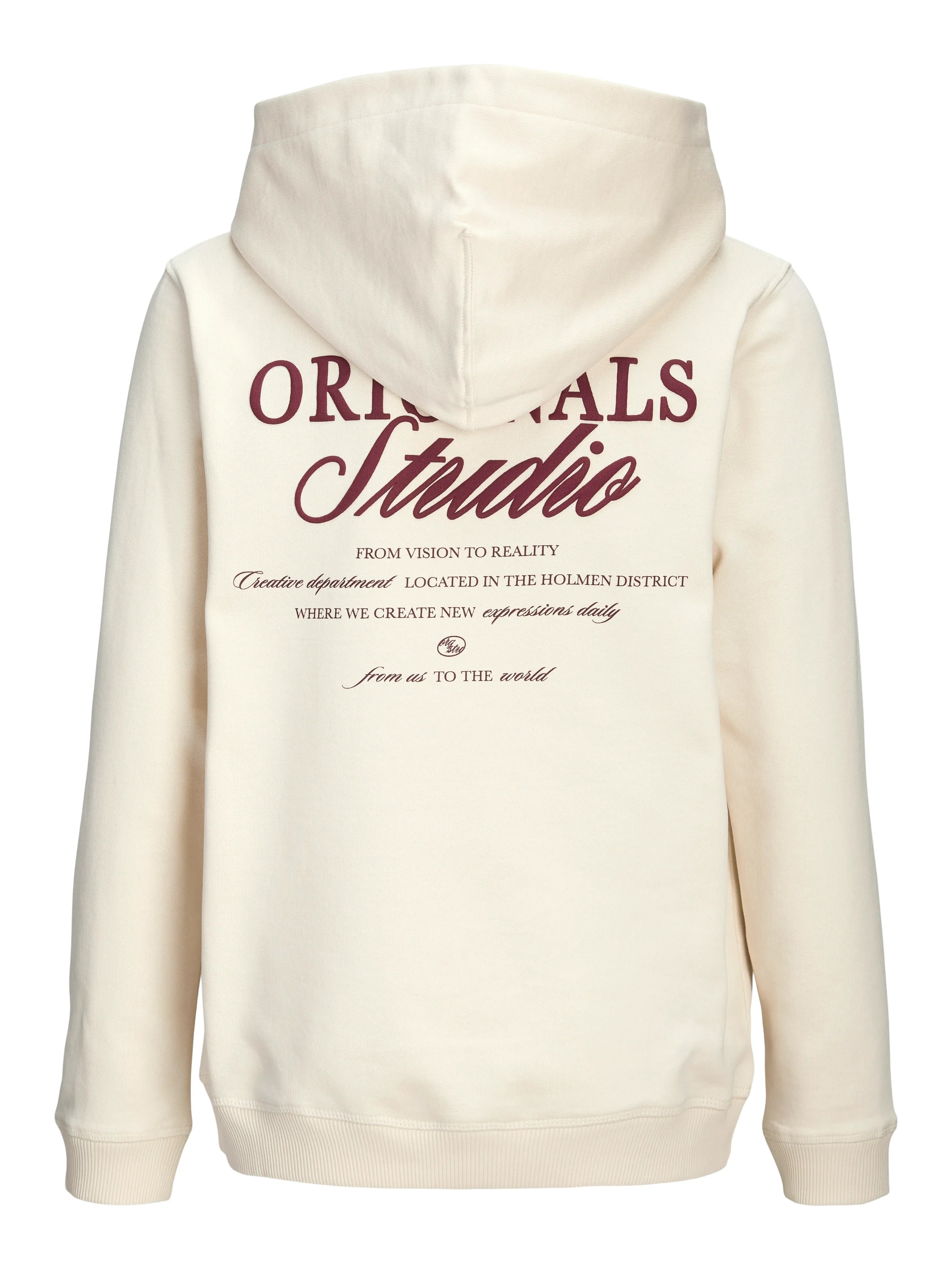 Jongens JORNORREBRO TYPO BACK SWEAT HOOD SN JNR van Jack & Jones Junior in de kleur Antique White in maat 176.