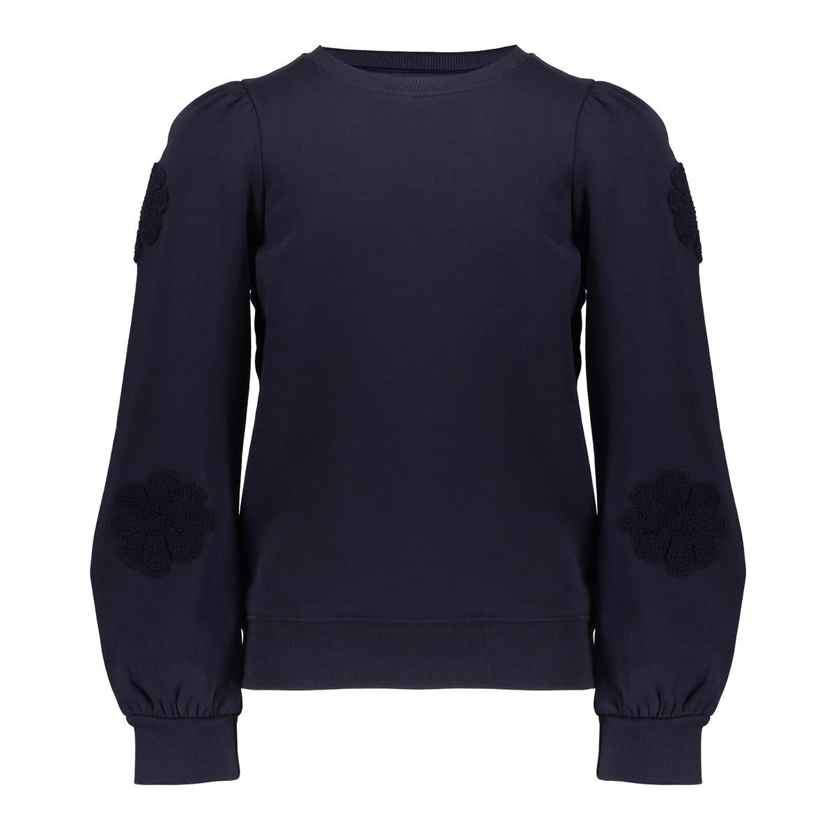 Meisjes Sweater flowers at sleeve van Geisha in de kleur Navy in maat 176.