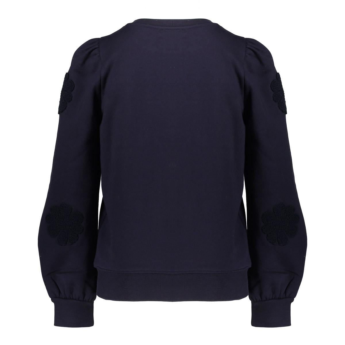 Meisjes Sweater flowers at sleeve van Geisha in de kleur Navy in maat 176.