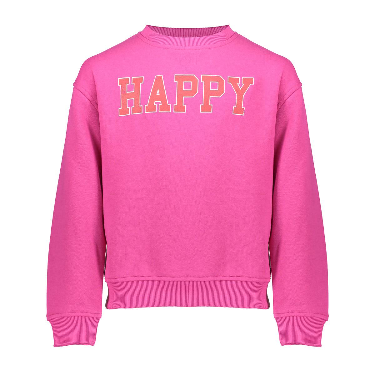 Meisjes Sweater happy van Geisha in de kleur Fuchsia in maat 176.