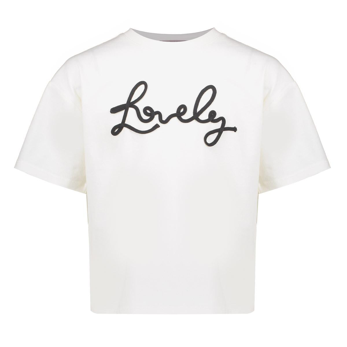 Meisjes T-shirt lovely van Geisha in de kleur Off-white/black in maat 176.