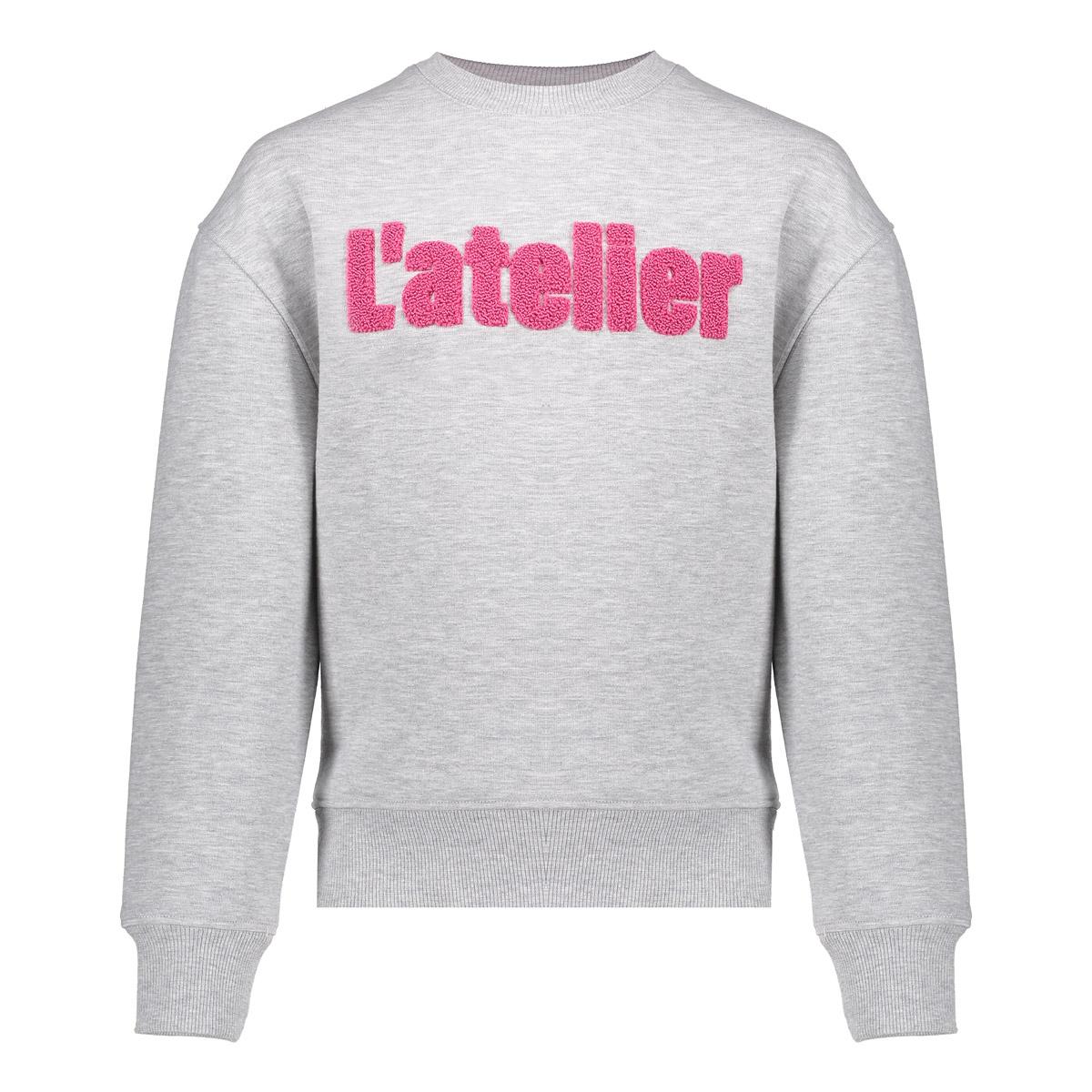 Meisjes Sweater atelier van Geisha in de kleur Grey melange/fuchsia in maat 176.