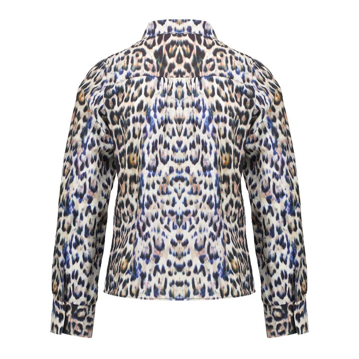 Meisjes Blouse leopard van Geisha in de kleur Camel/blue/black in maat 176.