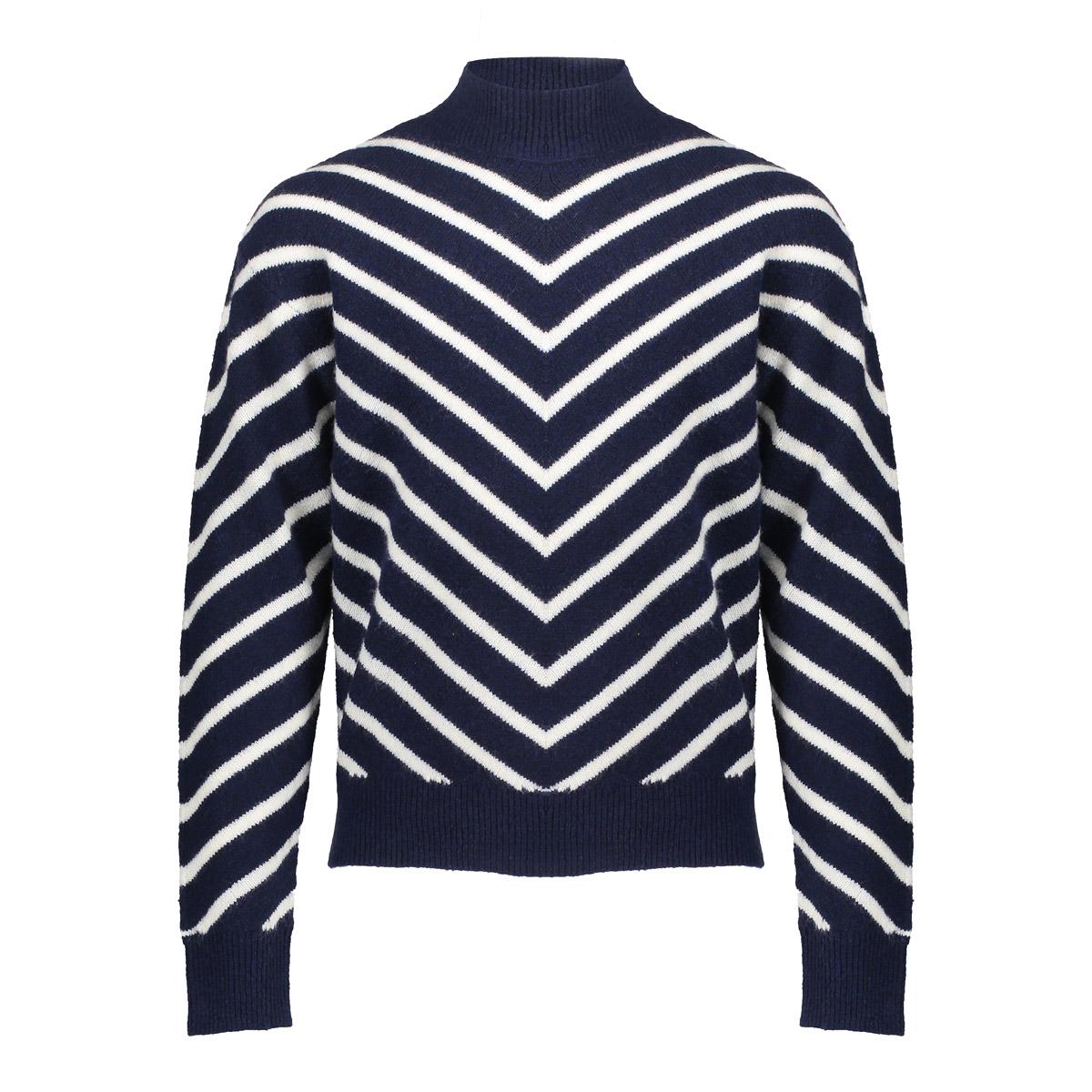 Meisjes Pullover stripes turtle van Geisha in de kleur Navy/off-white in maat 176.