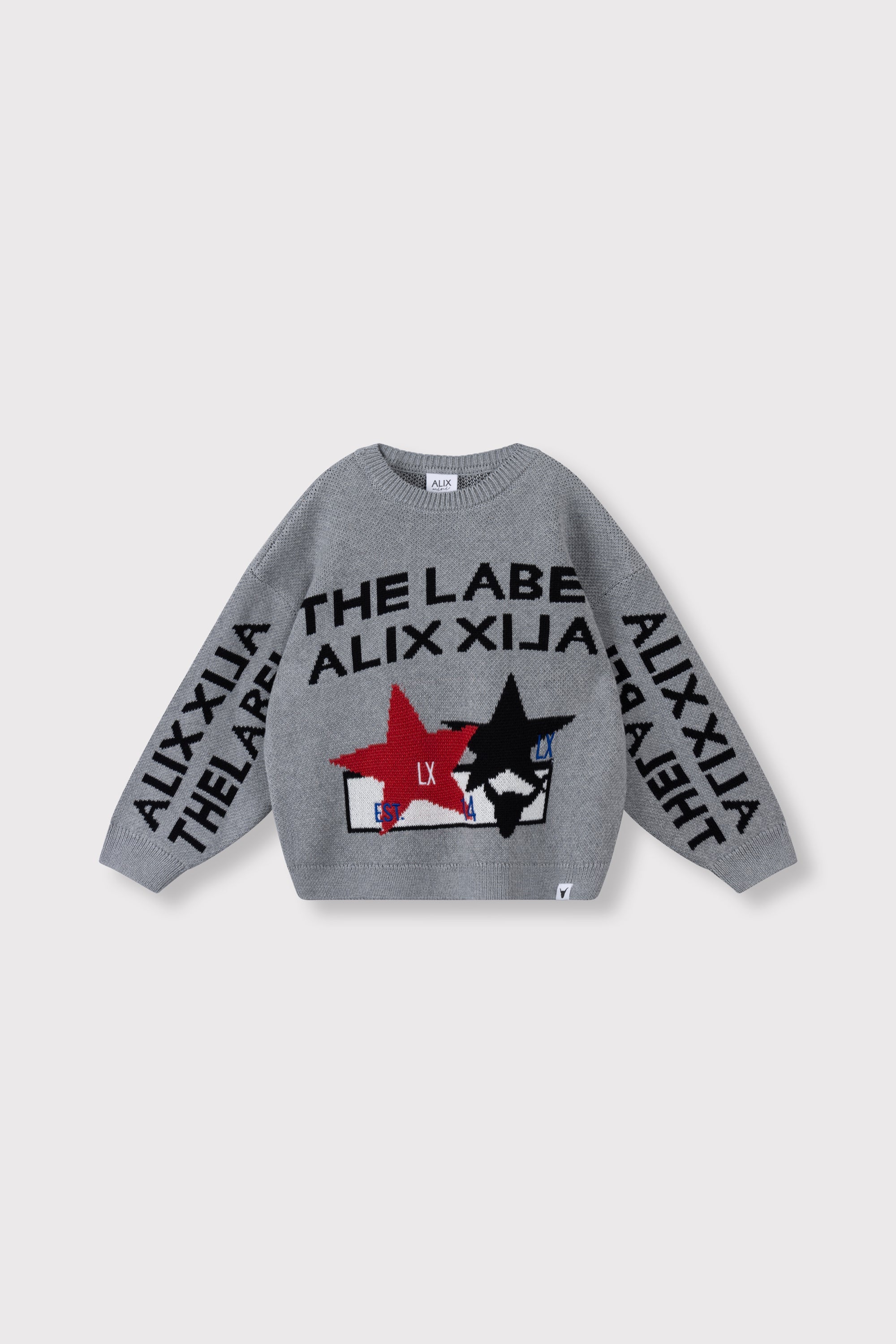 Meisjes Sweater stars van ALIX Mini in de kleur Soft grey melange in maat 158-164.