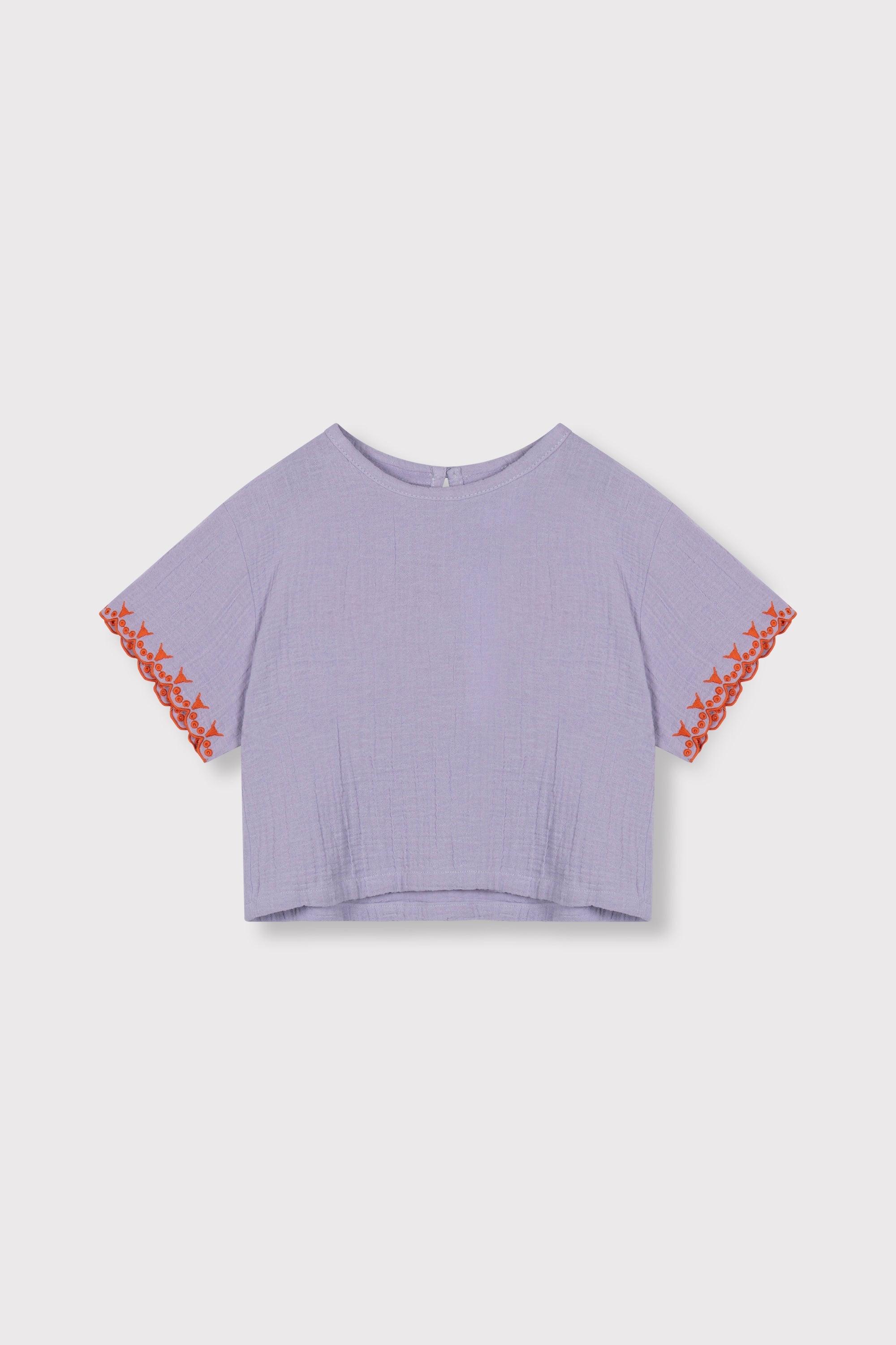 Meisjes woven embroidered sleeves top van ALIX Mini in de kleur lilac in maat 158-164.