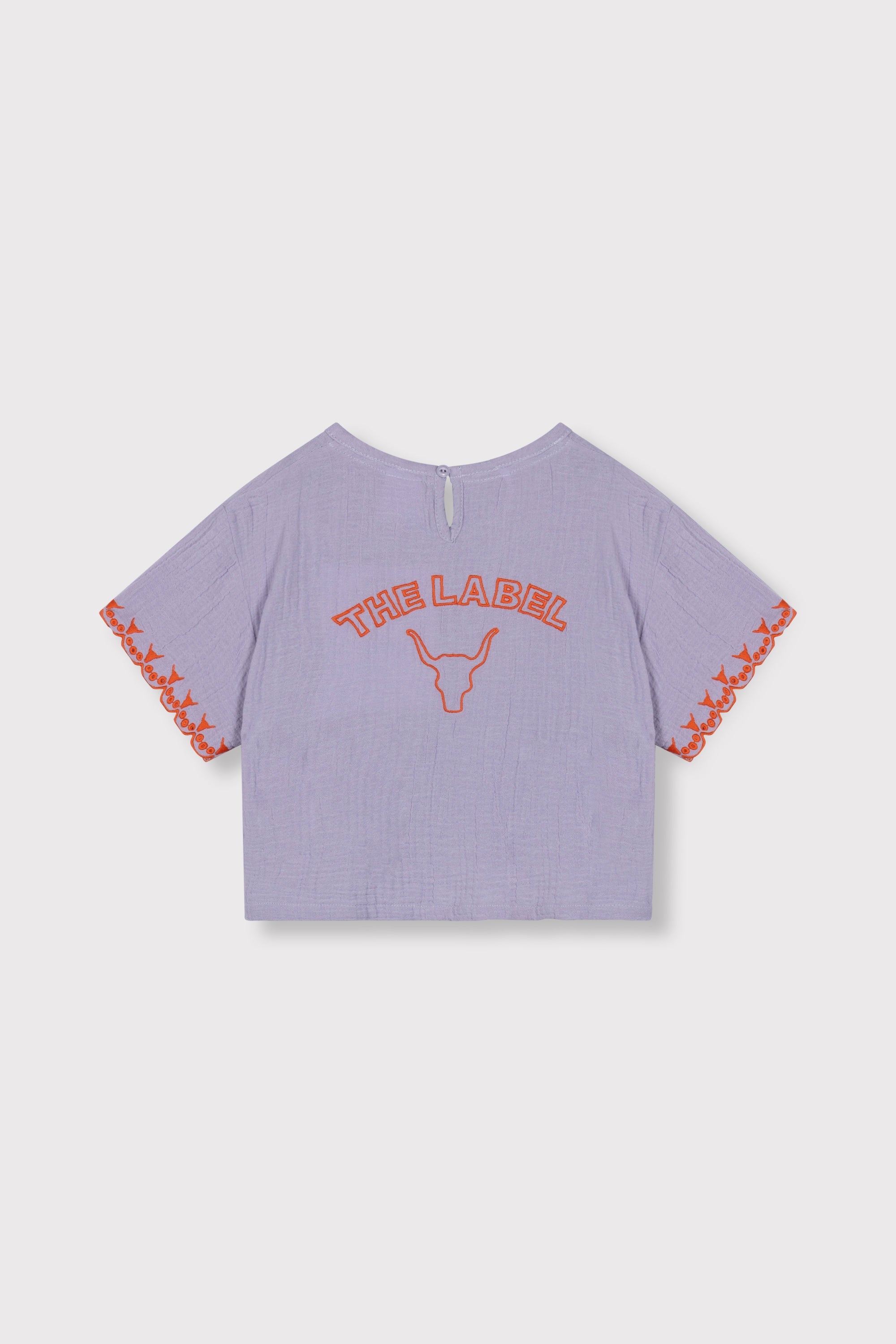 Meisjes woven embroidered sleeves top van ALIX Mini in de kleur lilac in maat 158-164.