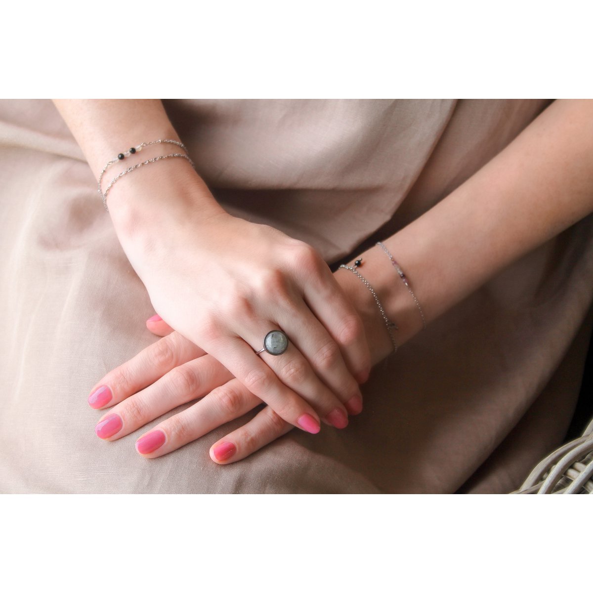 Armband Goud Obsidiaan - Zilver