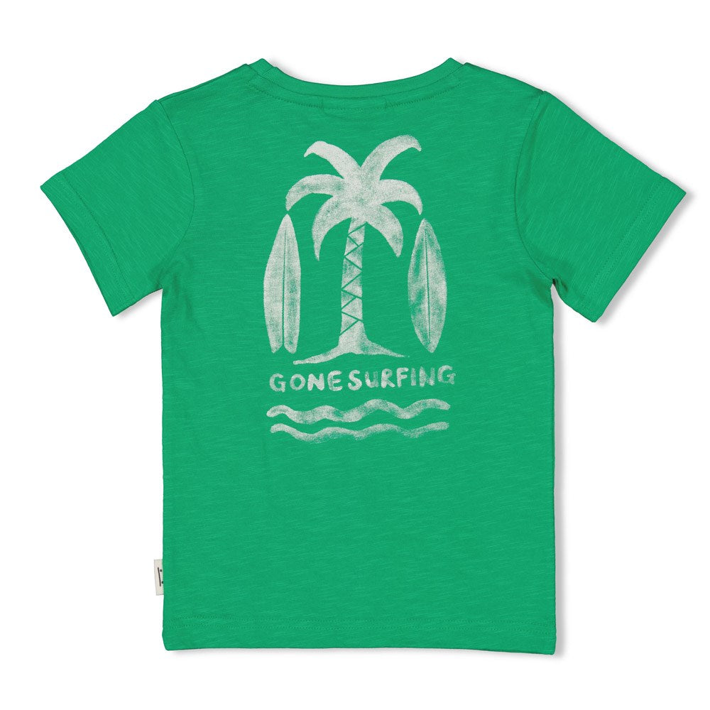 Jongens T-shirt - Gone Surfing van Sturdy in de kleur Groen in maat 128.