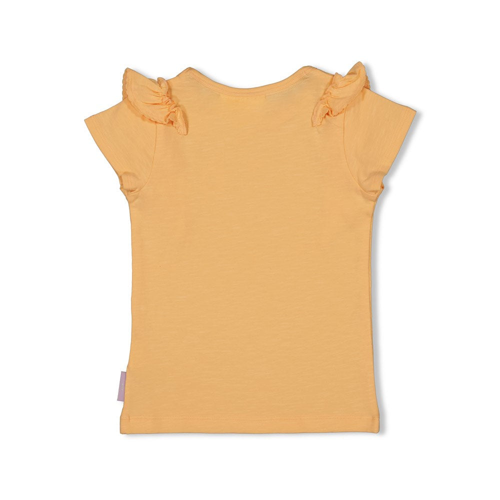 Meisjes T-shirt - Sunny Side Up van Jubel in de kleur Abrikoos in maat 128.