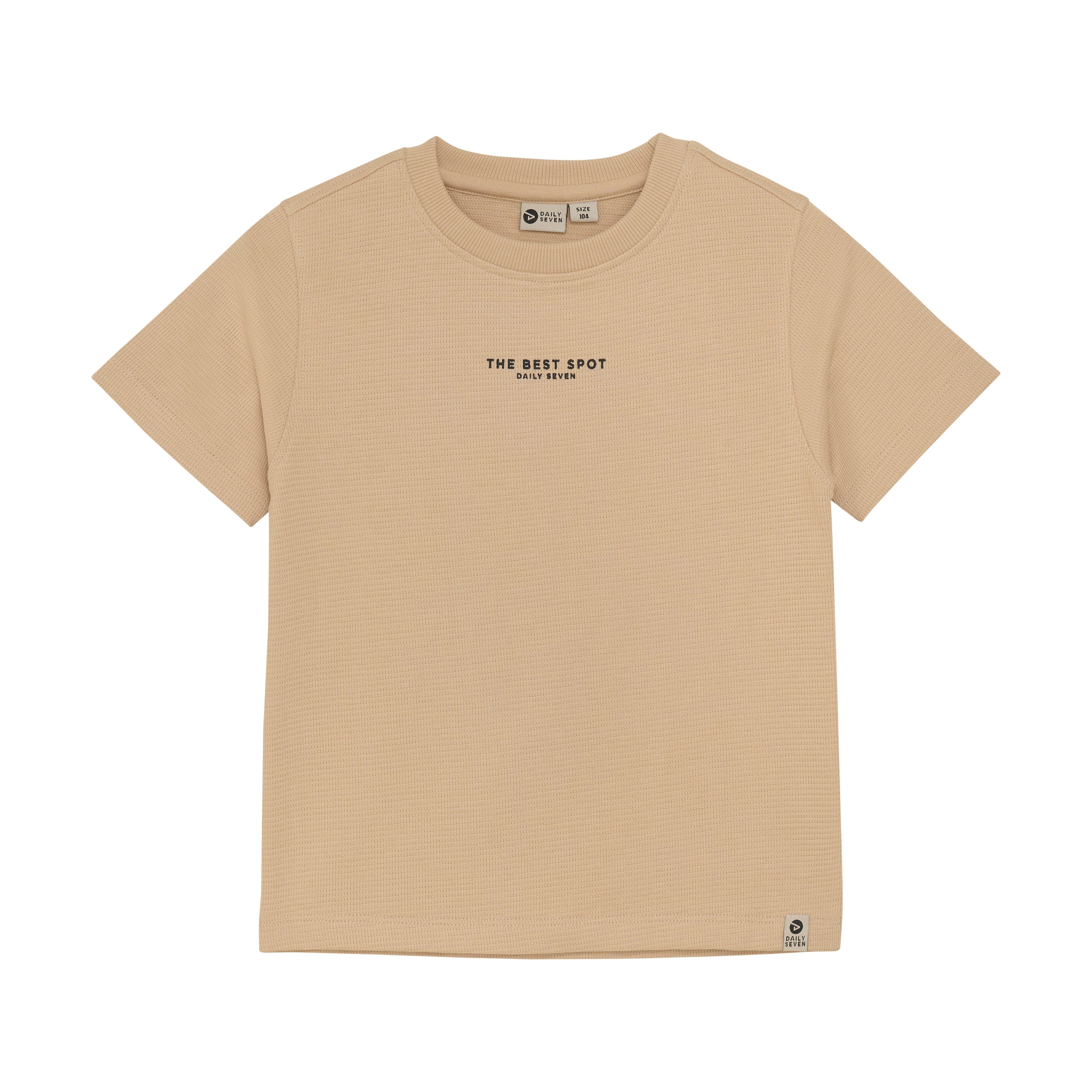 Jongens T-shirt Structure Print van Daily7 in de kleur Latte Sand in maat 128.