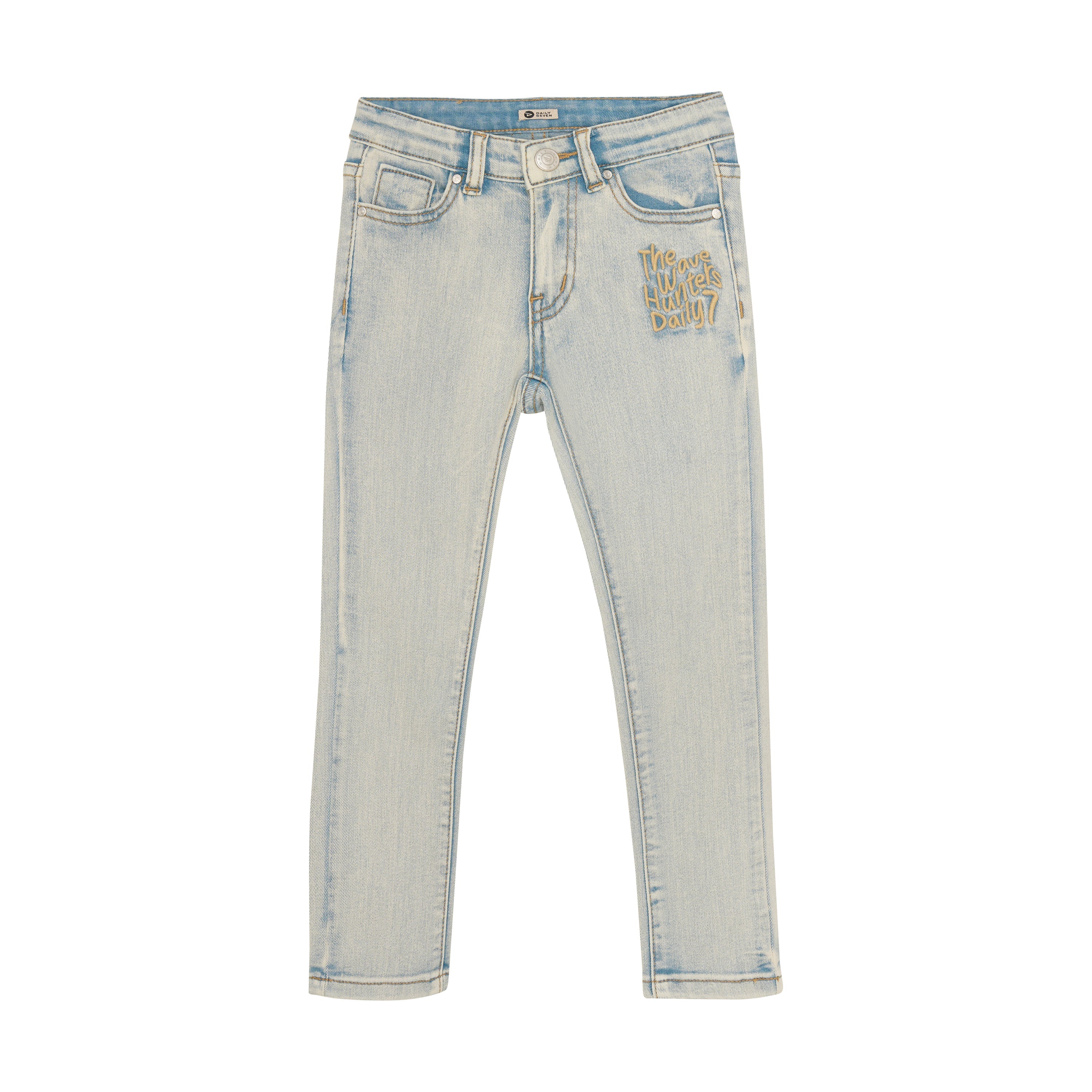Jongens 2700 Skinny Fit Print Jeans van Daily7 in de kleur Used Light Denim in maat 128.