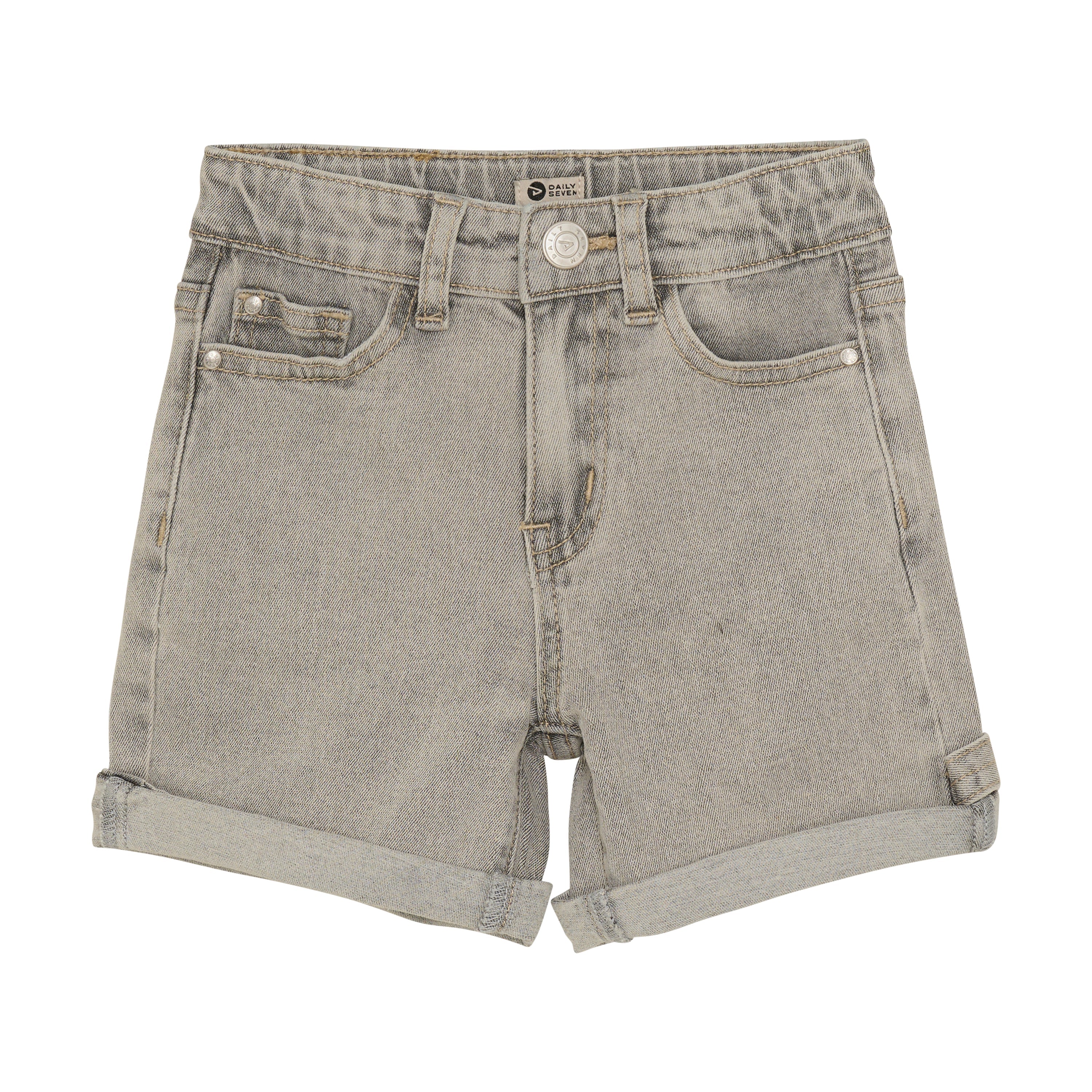 Jongens Denim Shorts van Daily7 in de kleur Light Grey Denim in maat 128.