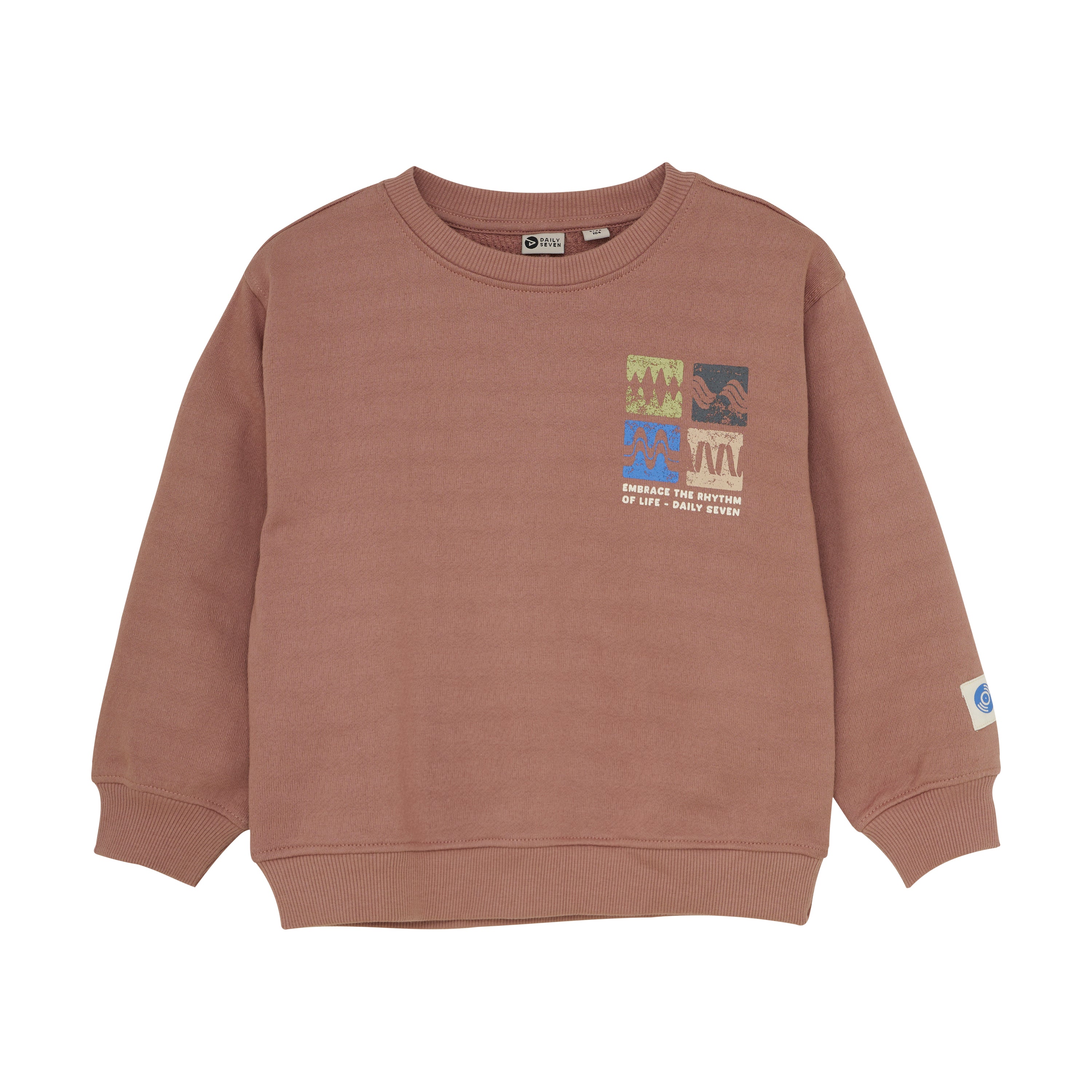 Jongens Oversized Sweater Artwork van Daily7 in de kleur Burlwood in maat 128.
