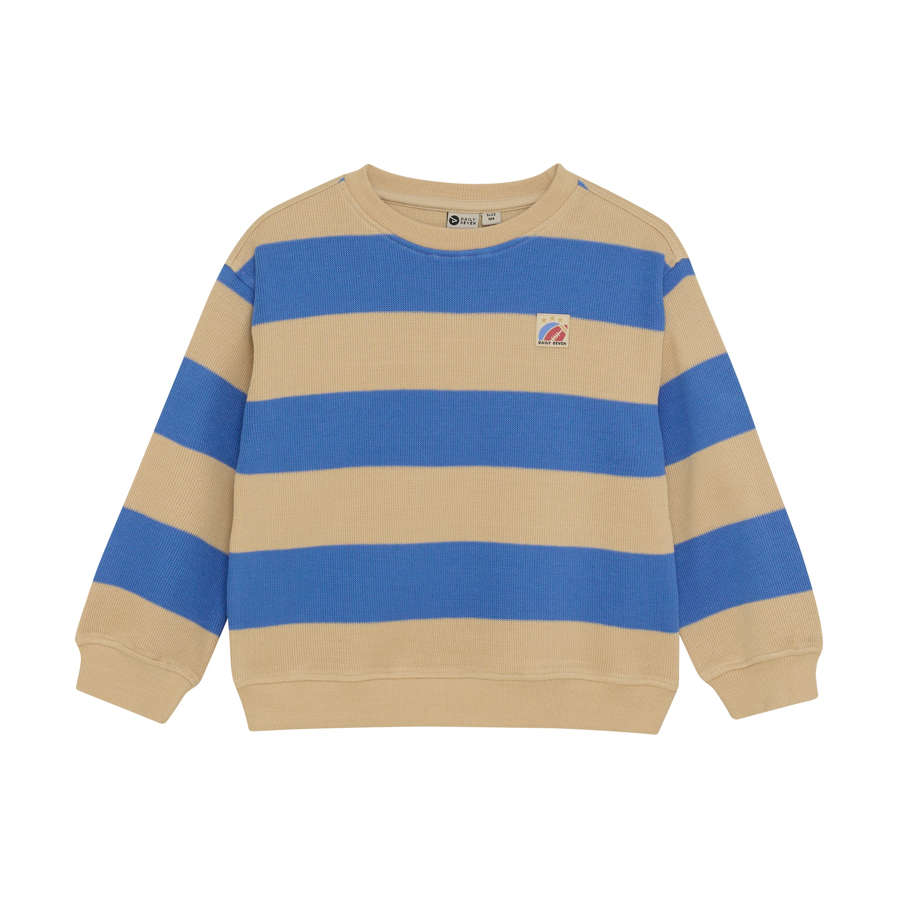 Jongens Oversized Sweater Big Stripe van Daily7 in de kleur Dusty Kobalt in maat 128.
