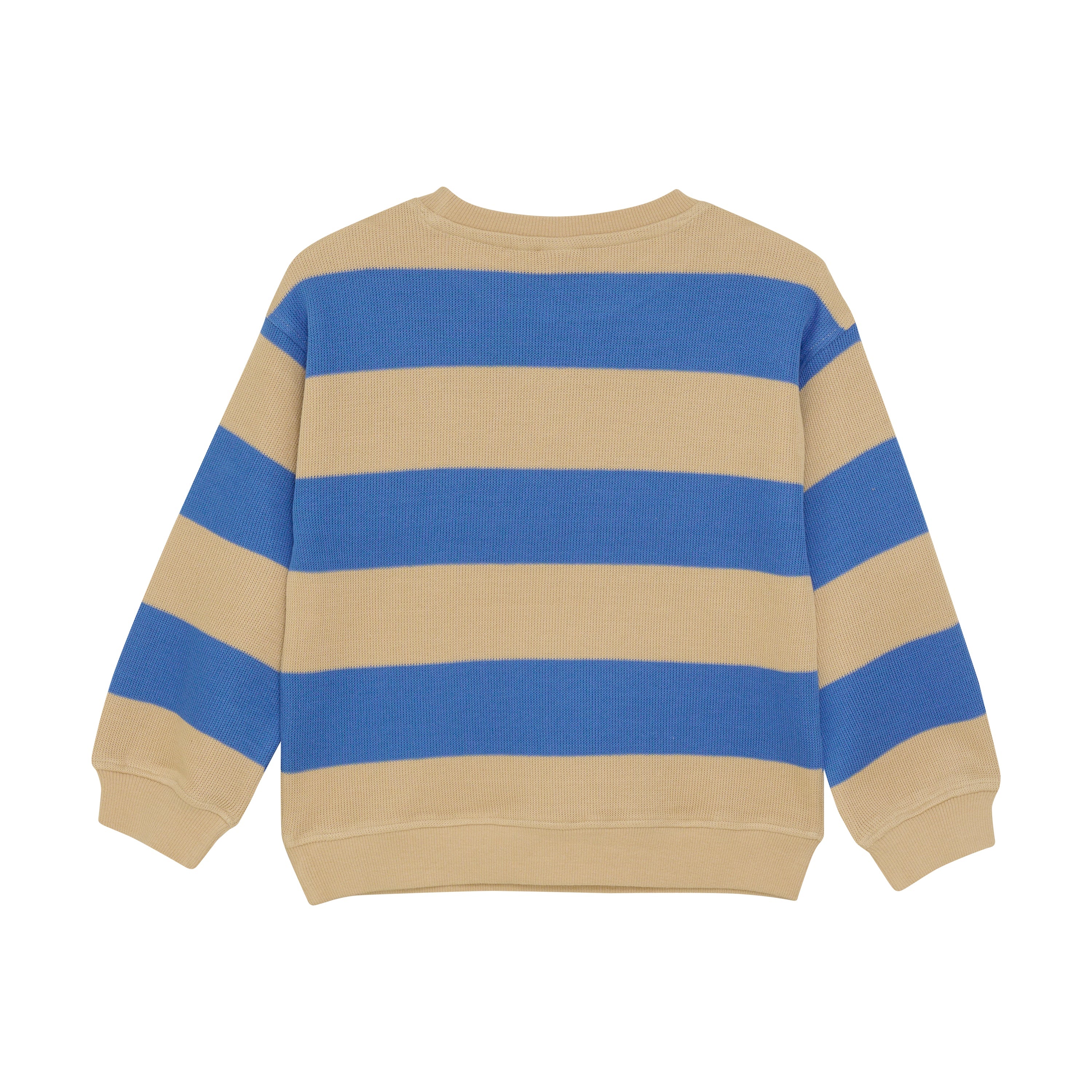 Jongens Oversized Sweater Big Stripe van Daily7 in de kleur Dusty Kobalt in maat 128.