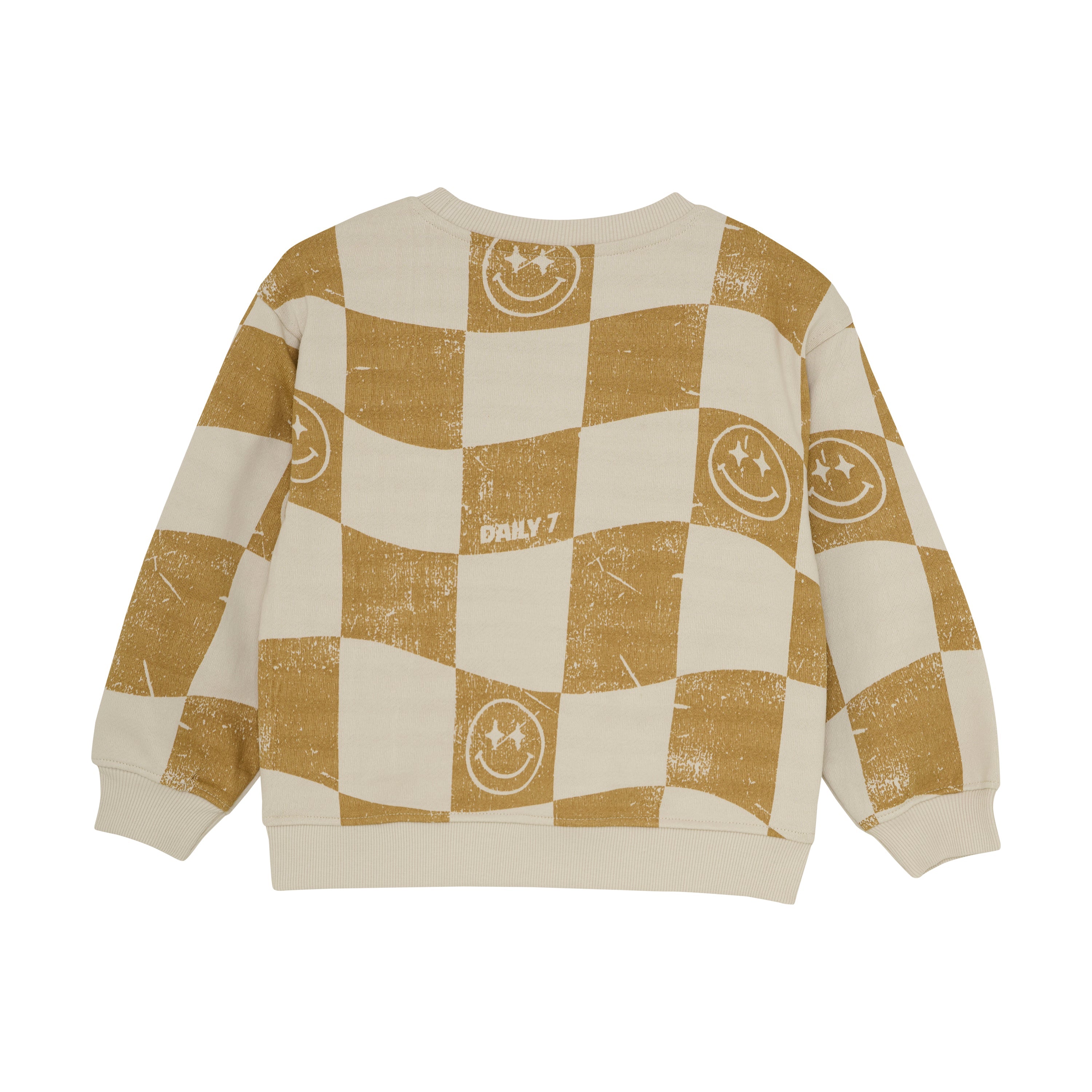 Jongens Oversized Sweater Alloverprint van Daily7 in de kleur Sandshell in maat 128.