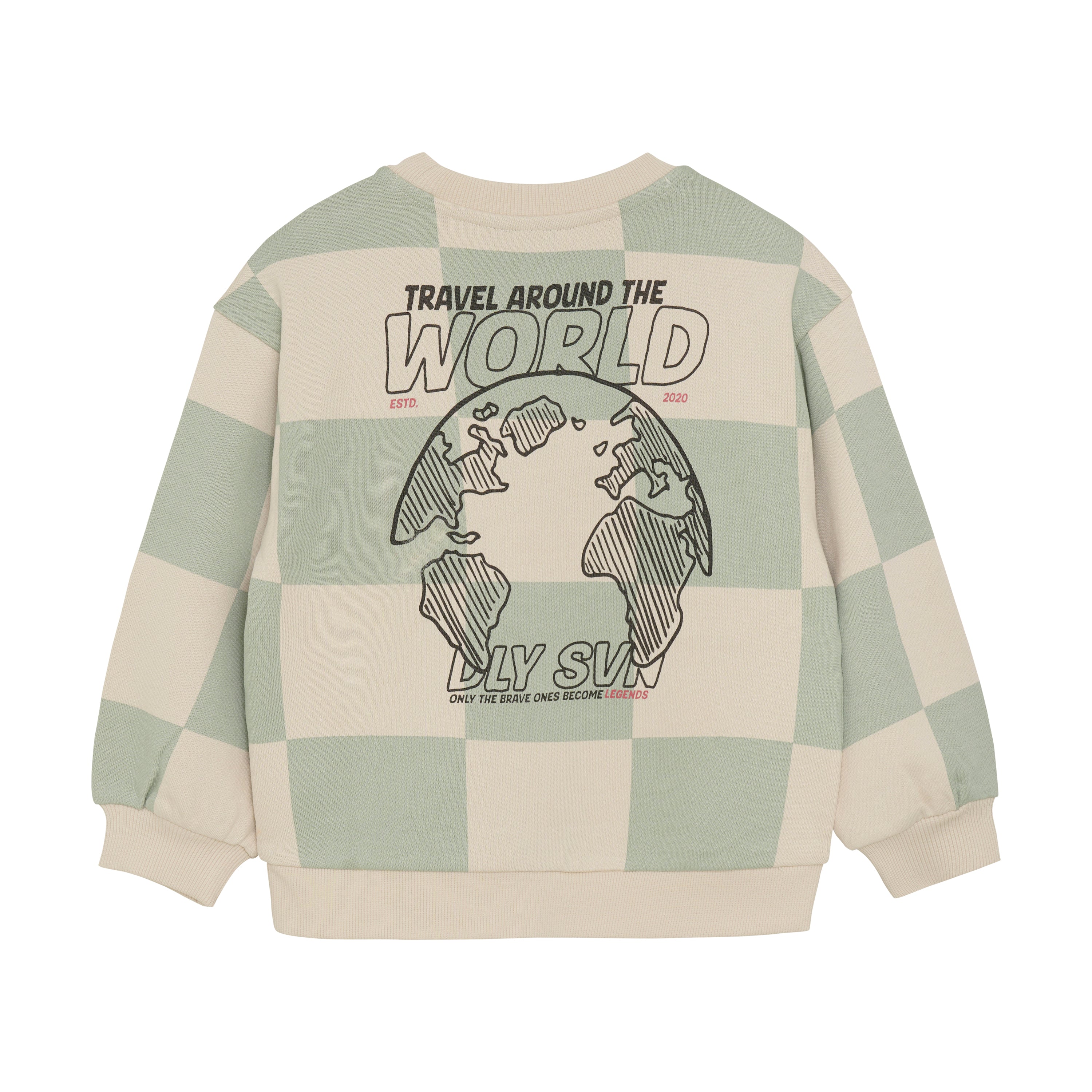Jongens Oversized Sweater Check Print van Daily7 in de kleur Cool Mint in maat 128.