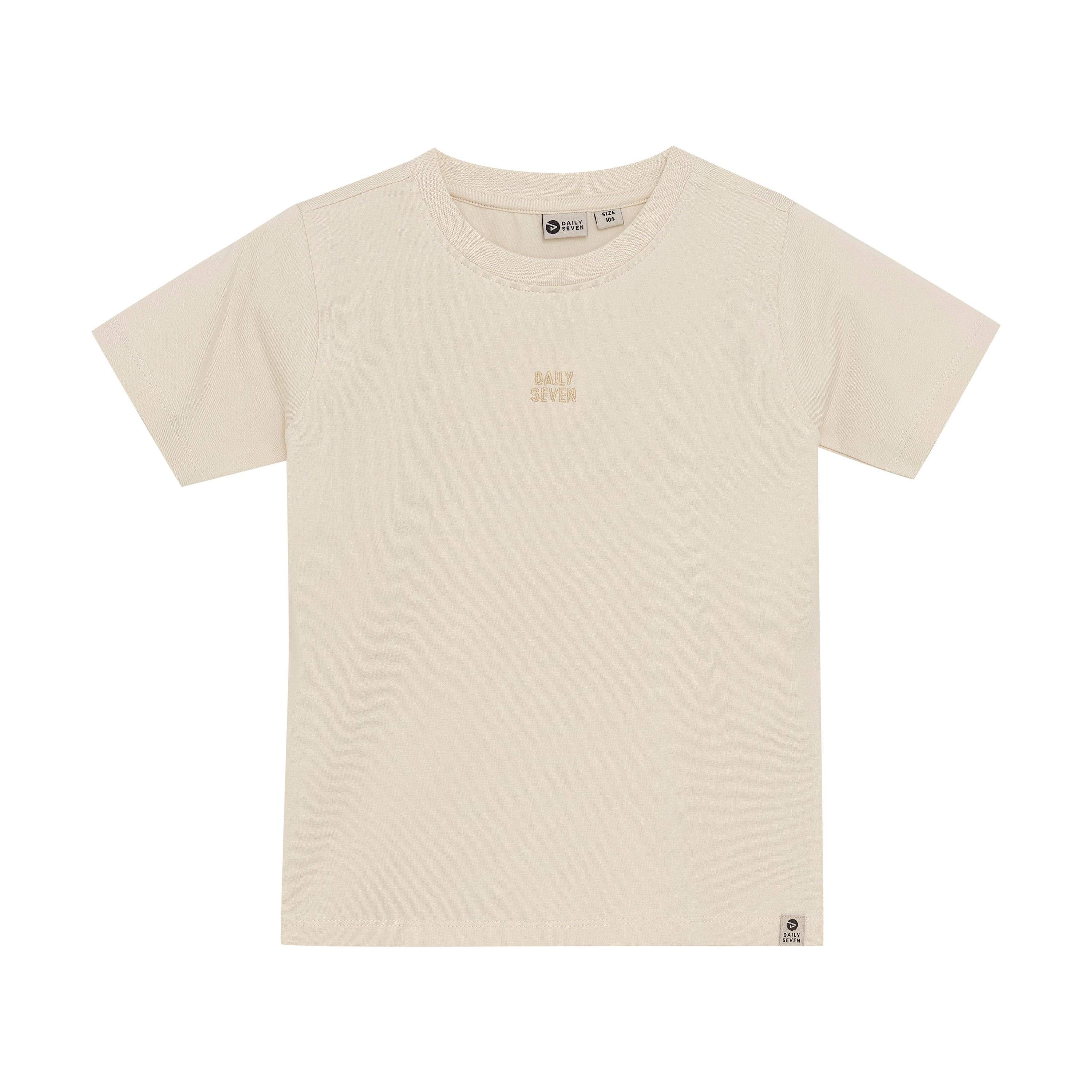 Jongens T-shirt Basic van Daily7 in de kleur Sandshell in maat 128.