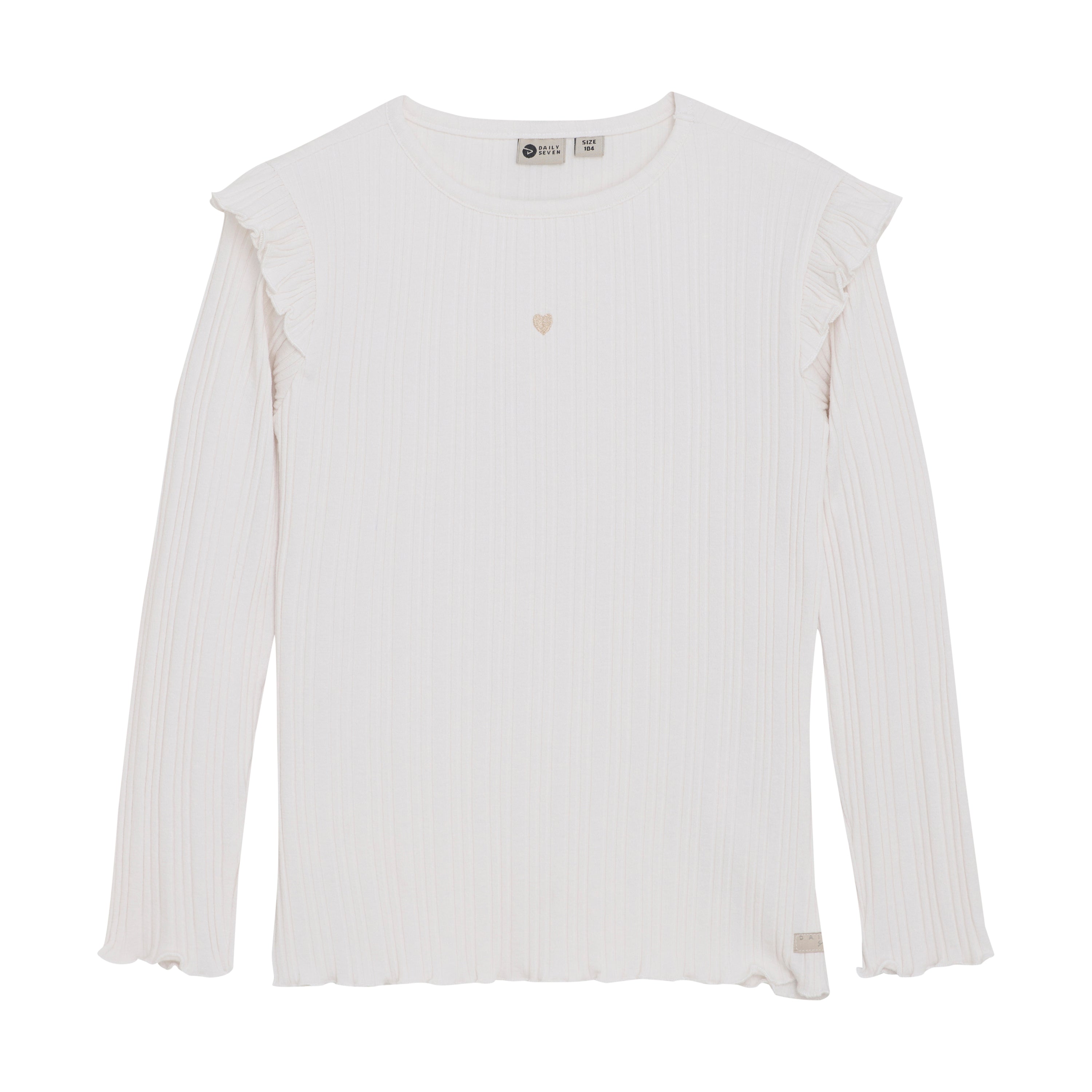 Meisjes T-shirt LS Fancy Rib van Daily7 in de kleur Cloud in maat 128.