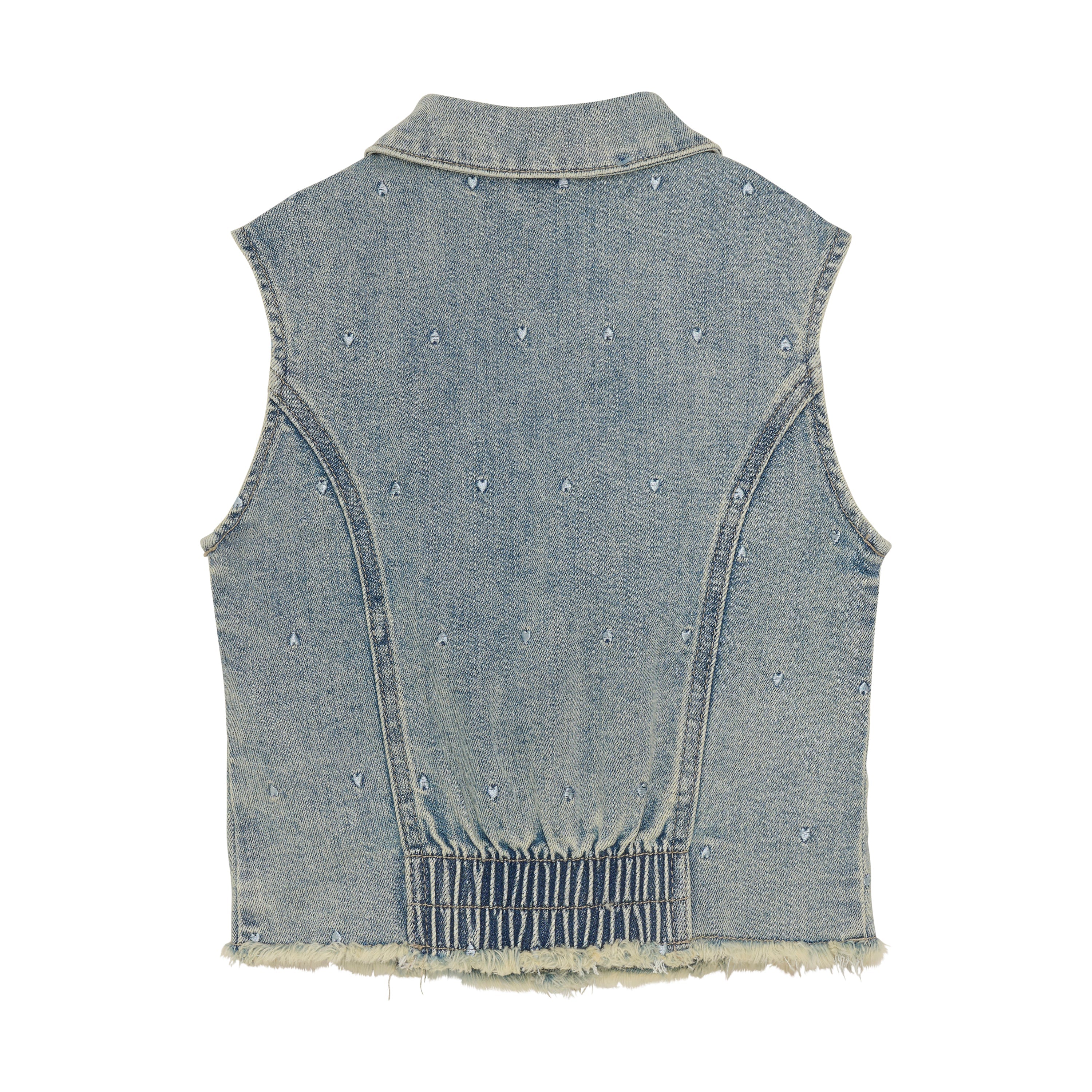 Meisjes Denim Sleeveless Jacket AOP van Daily7 in de kleur Medium Denim in maat 128.
