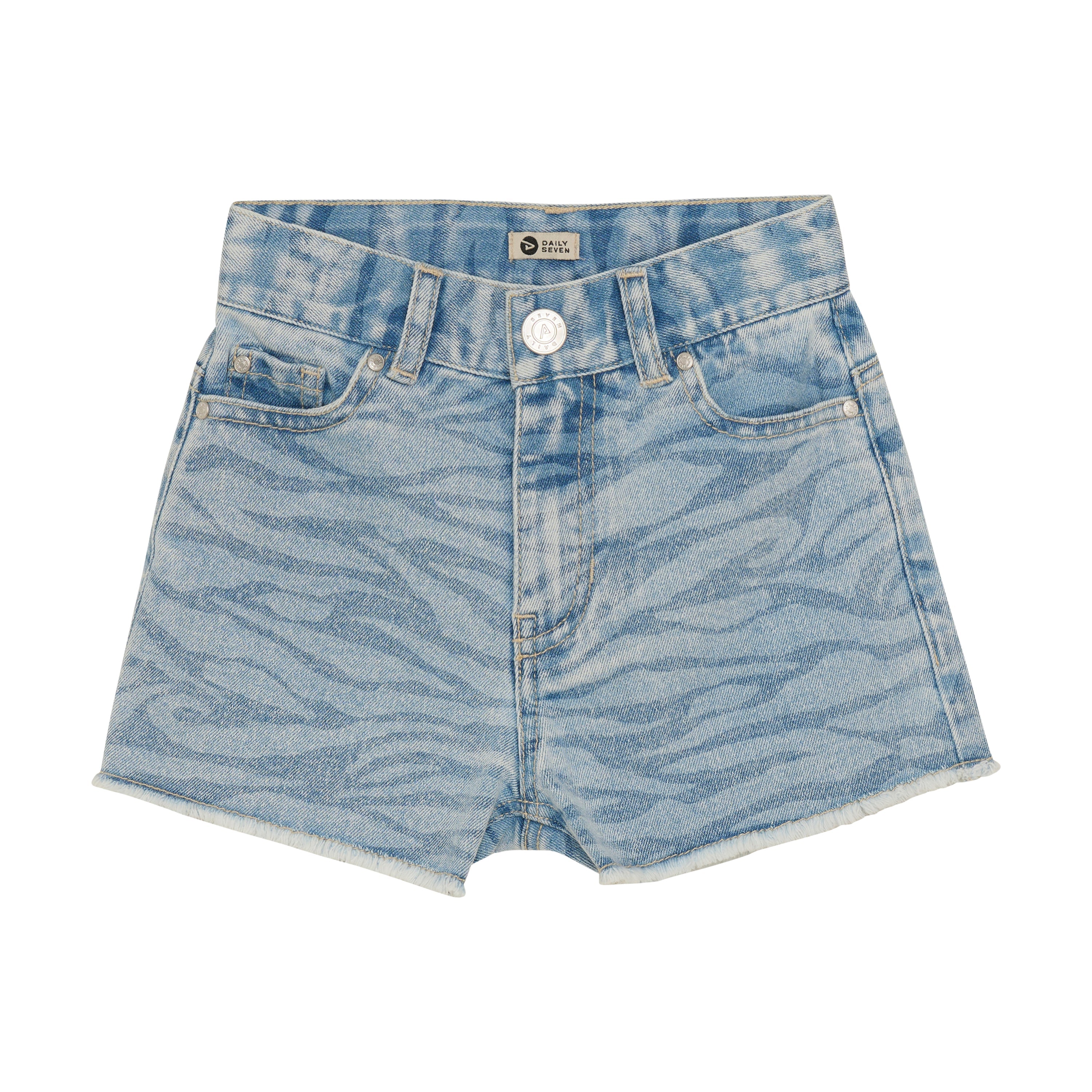Meisjes Denim Shorts Printed van Daily7 in de kleur Medium Denim in maat 128.