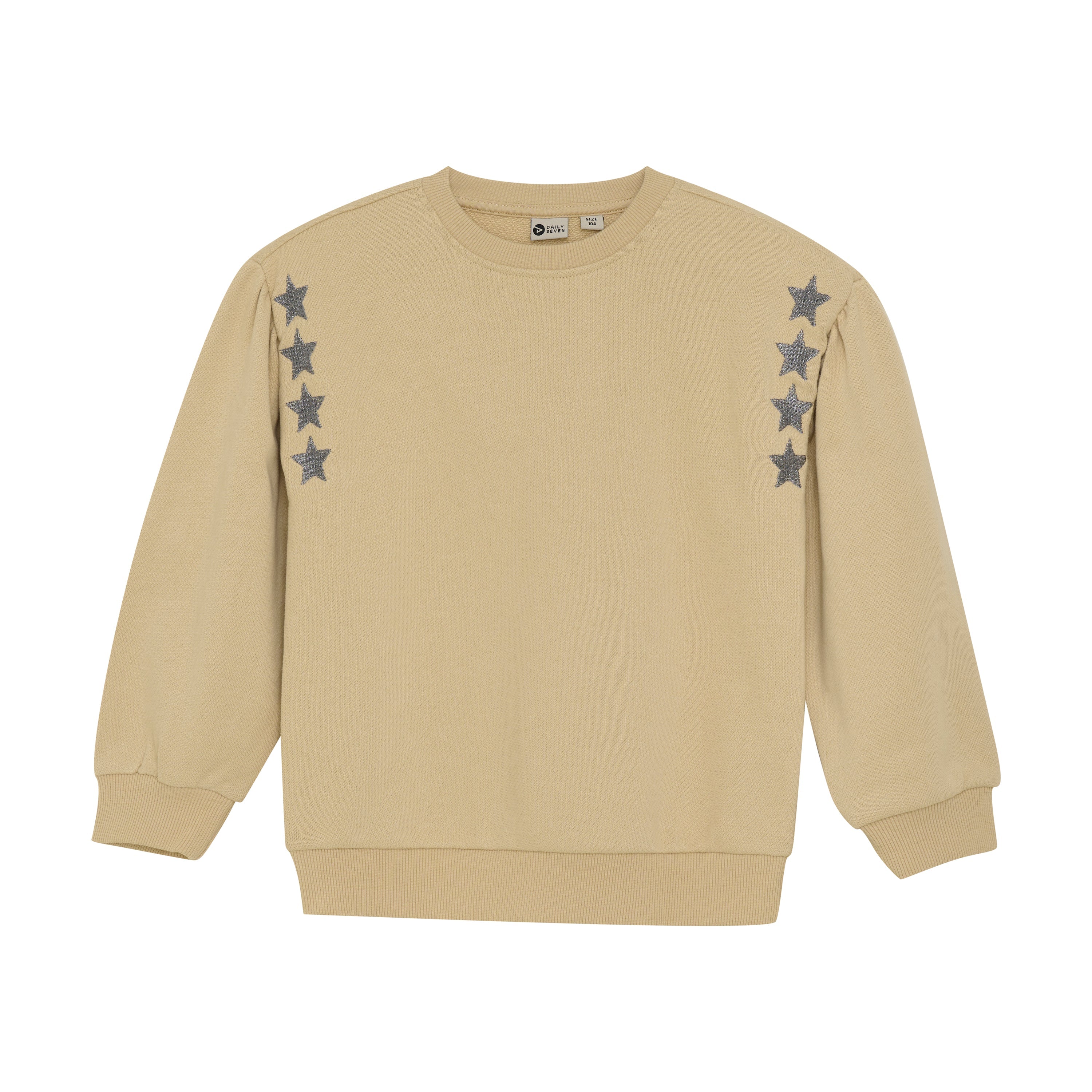 Meisjes Sweater Embroidery Sleeve van Daily7 in de kleur Latte Sand in maat 128.
