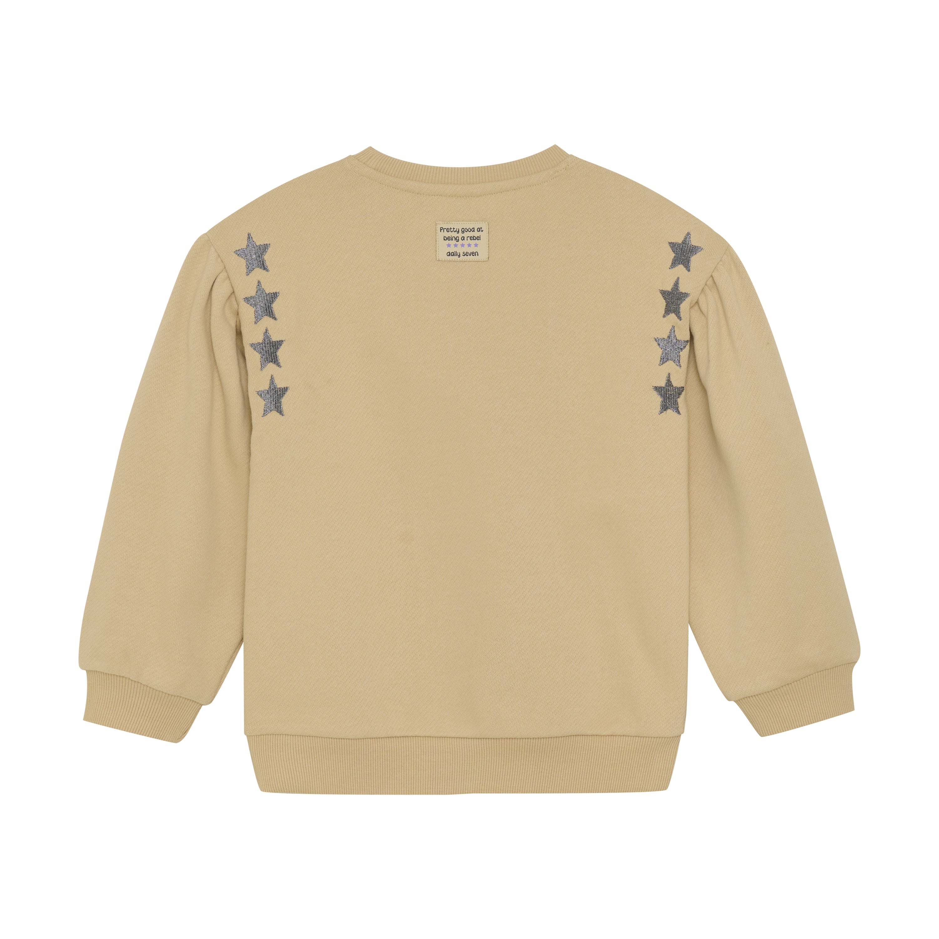 Meisjes Sweater Embroidery Sleeve van Daily7 in de kleur Latte Sand in maat 128.