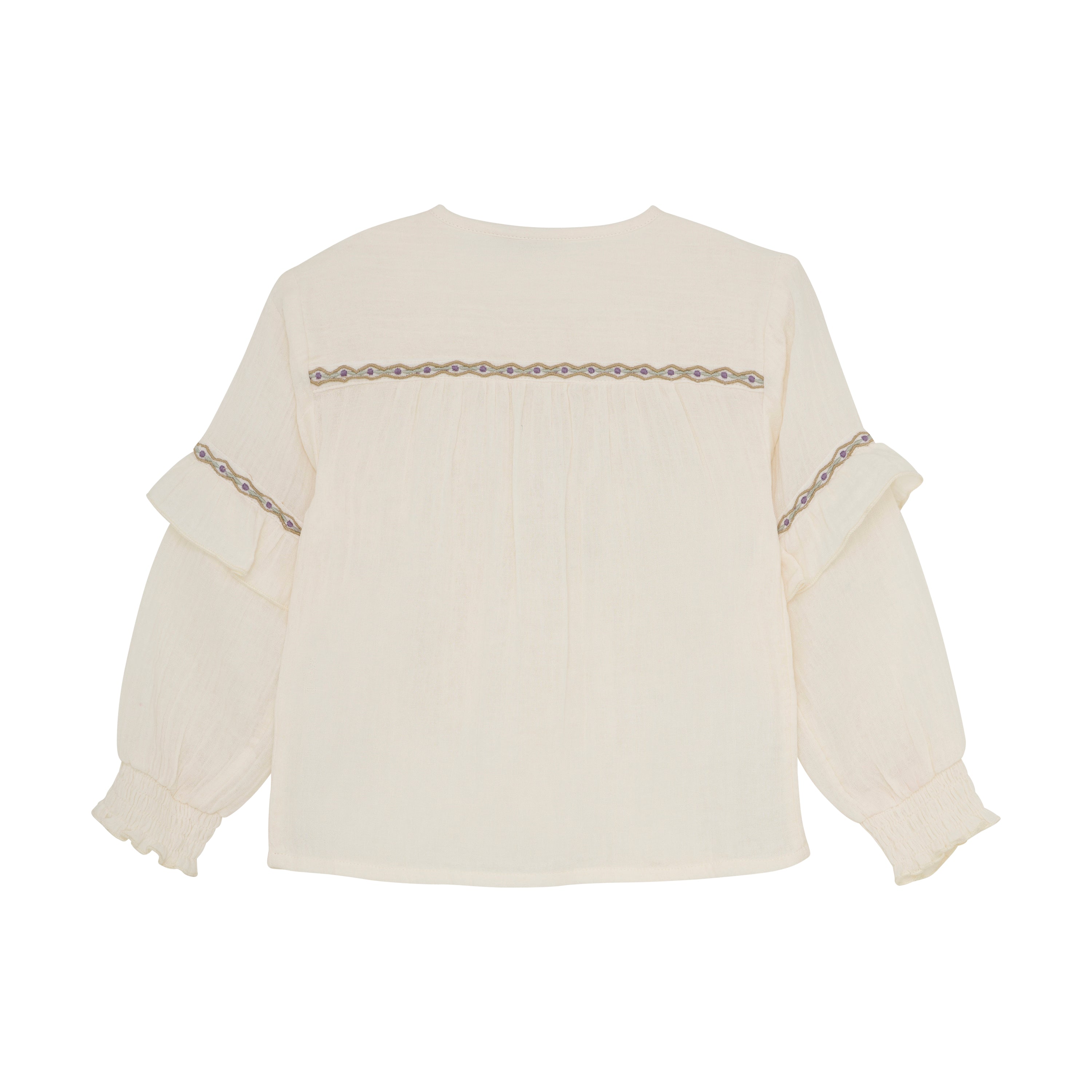Meisjes Shirt Longsleeve Ruffle van Daily7 in de kleur Off White in maat 128.