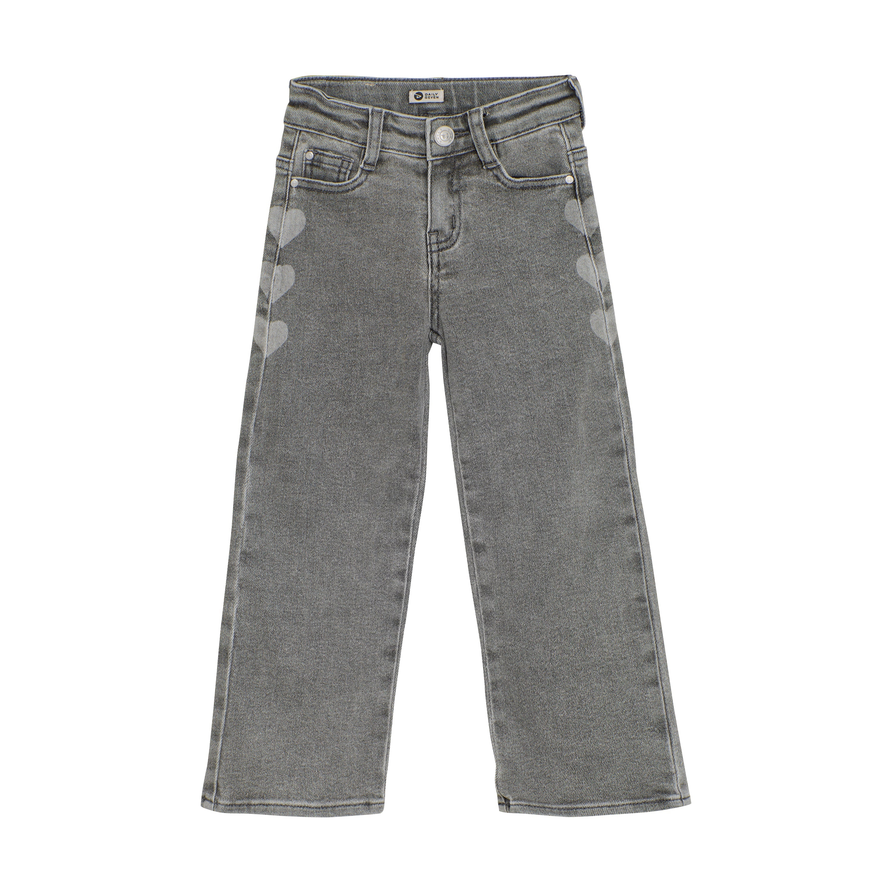 Meisjes Jeans Wide Fit van Daily7 in de kleur Used Grey Denim in maat 128.