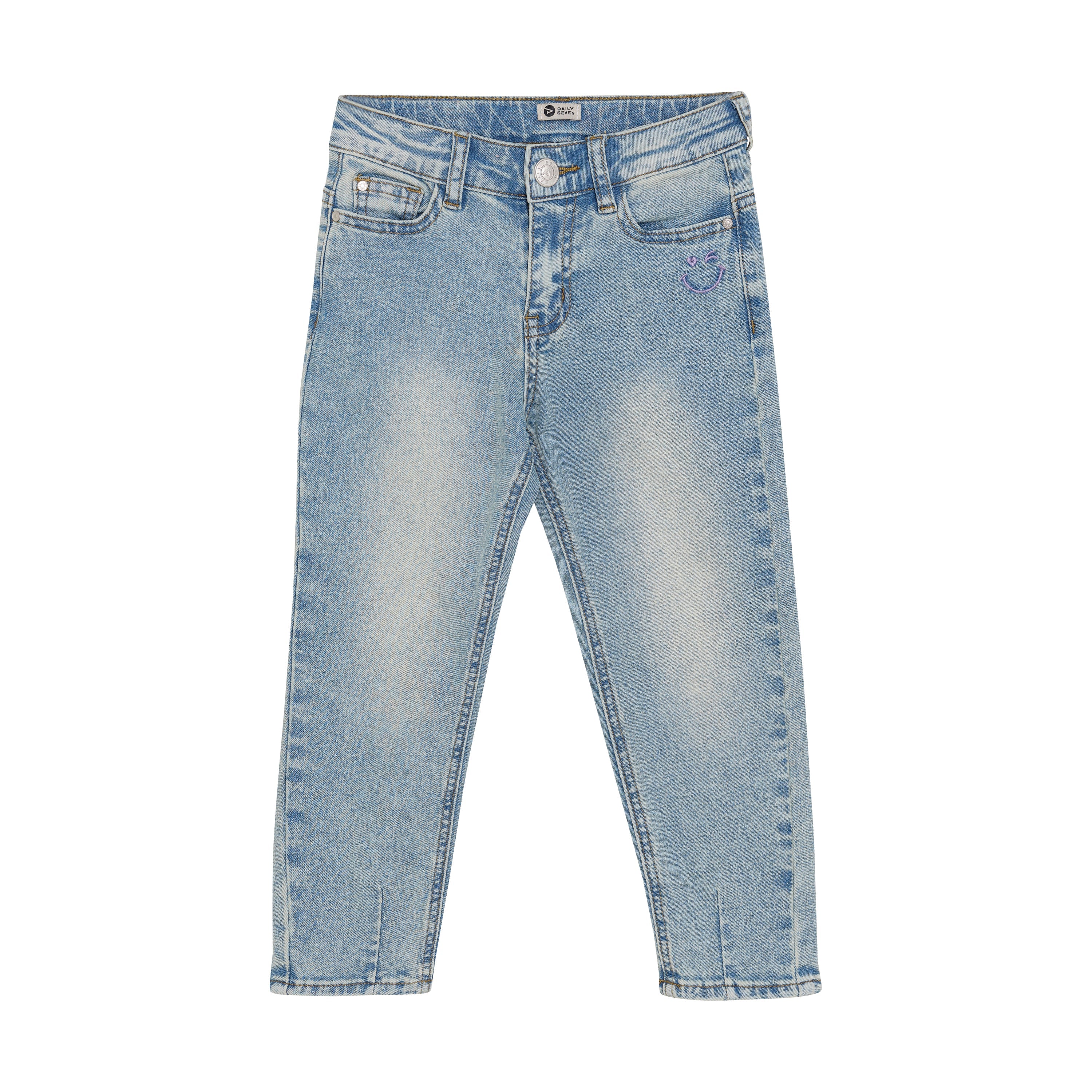 Meisjes Jeans Mom Fit Heart Pocket van Daily7 in de kleur Medium Denim in maat 128.