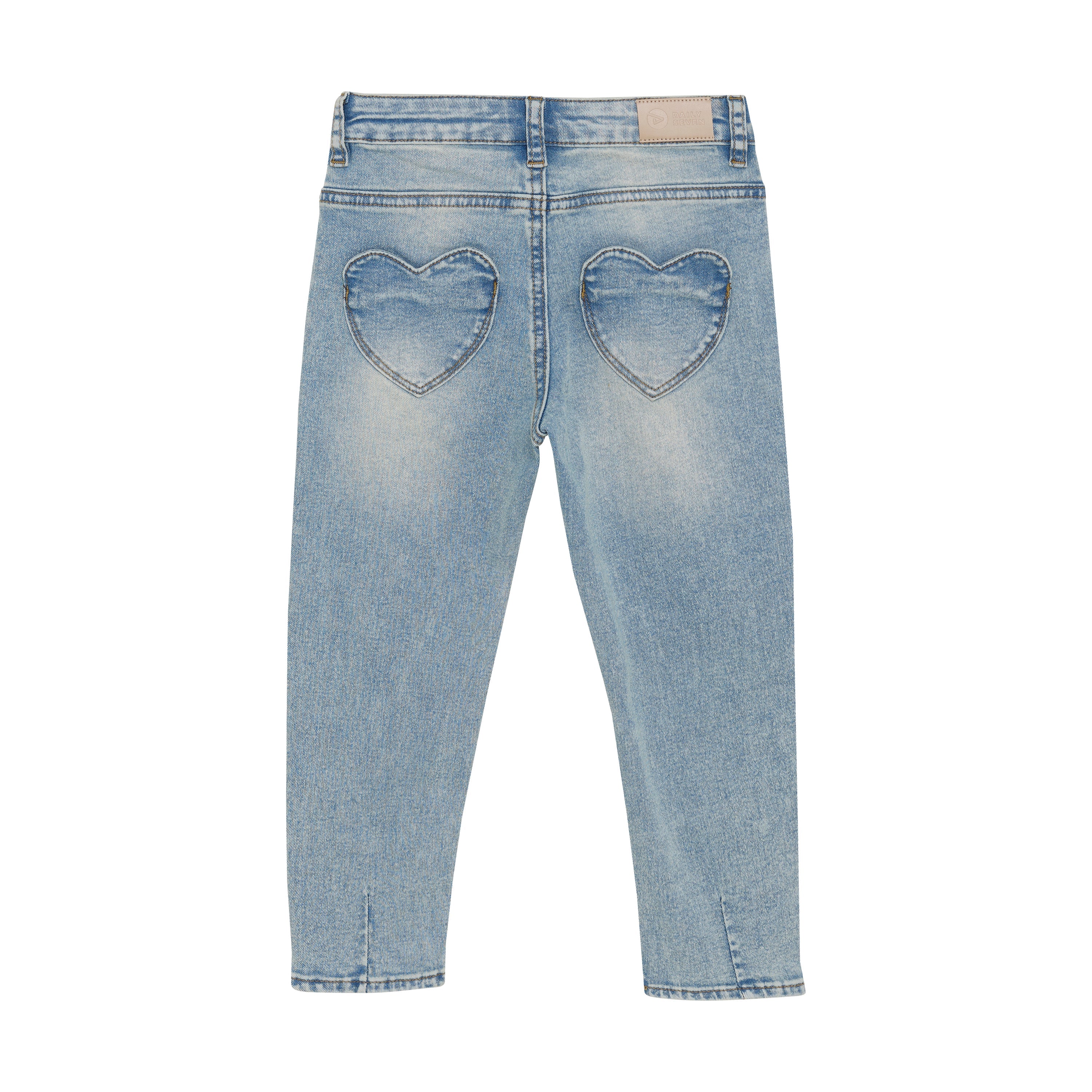 Meisjes Jeans Mom Fit Heart Pocket van Daily7 in de kleur Medium Denim in maat 128.
