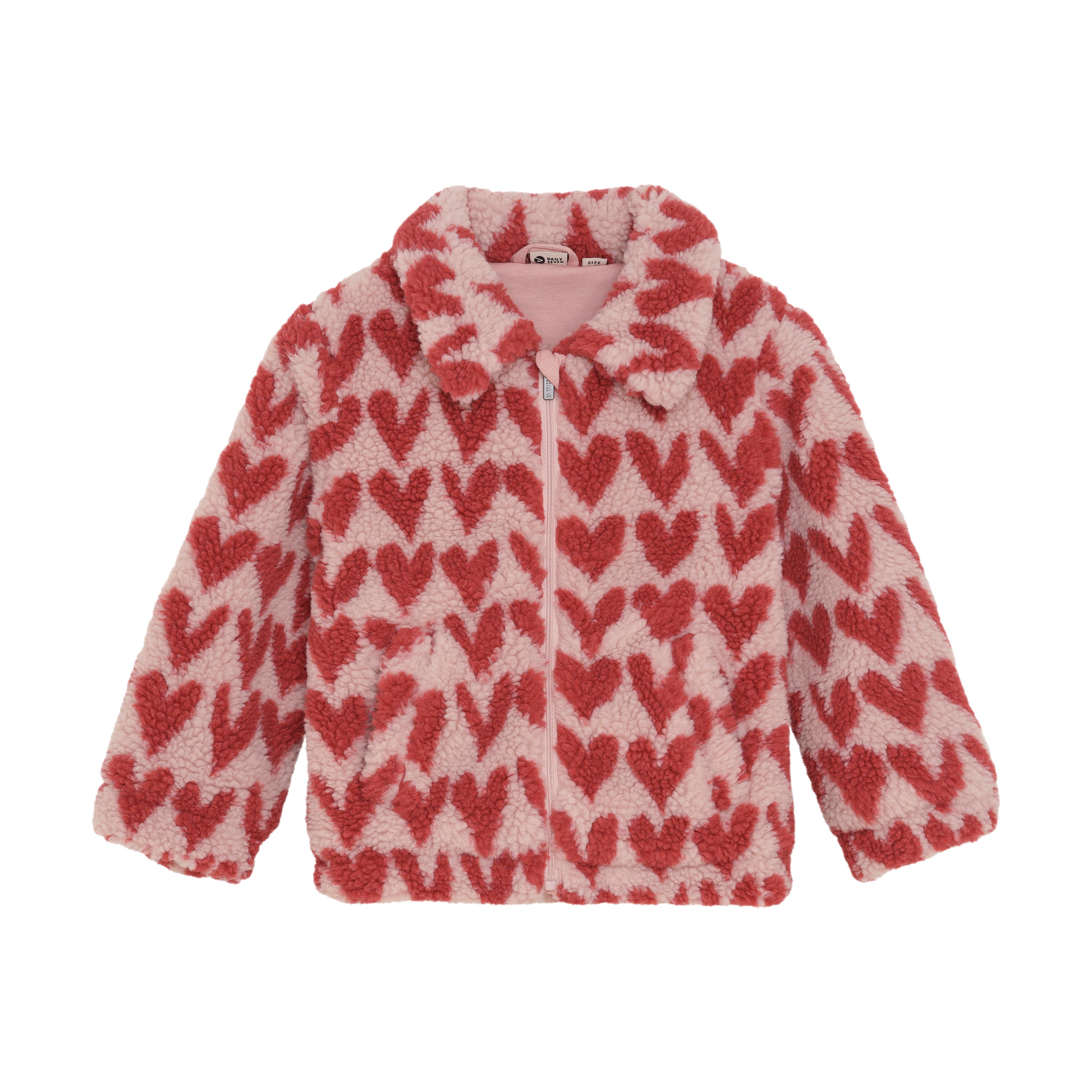 Meisjes Teddy Jacket Heart van Daily7 in de kleur Pale Mauve in maat 128.