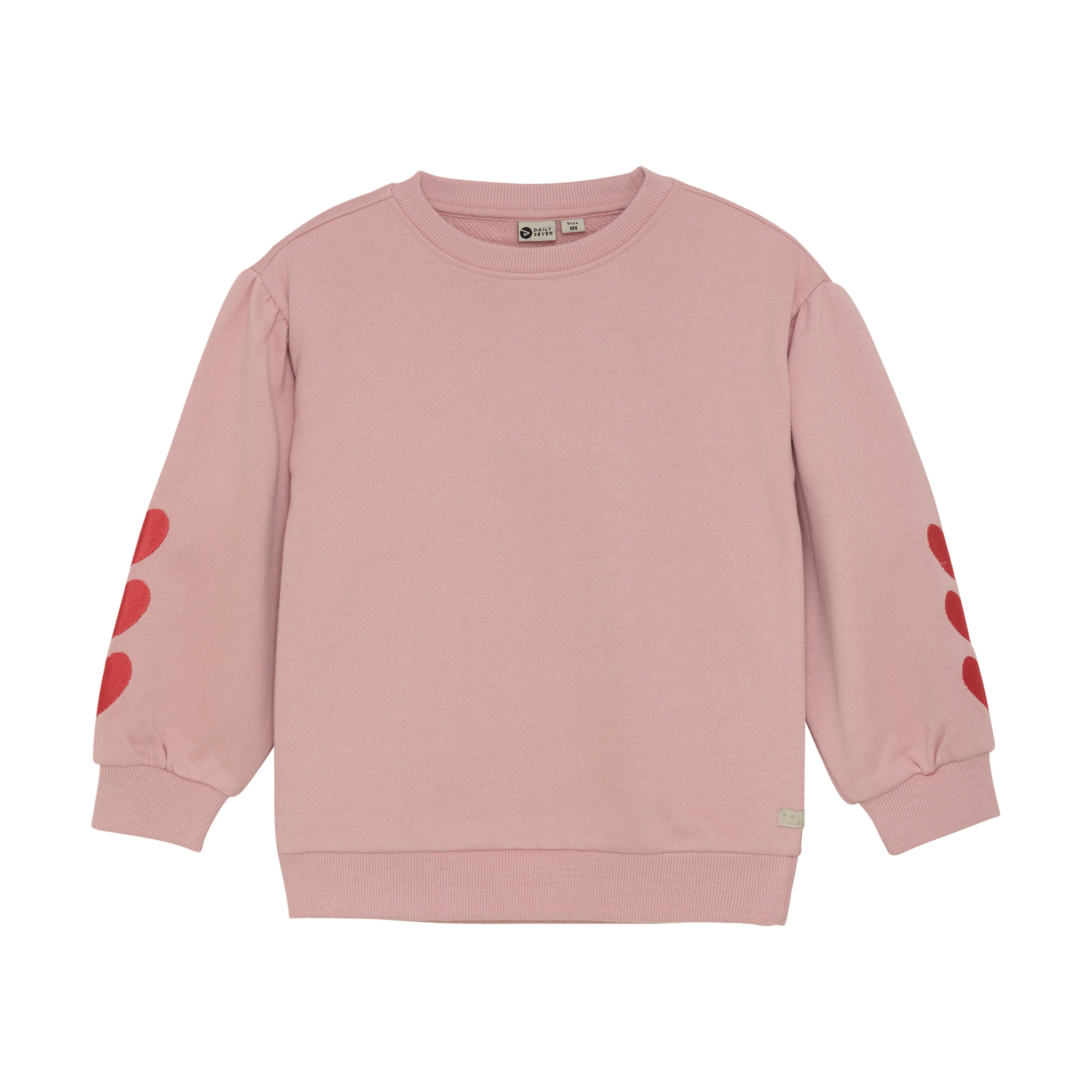 Meisjes Sweater Heart Embroidery van Daily7 in de kleur Pale Mauve in maat 128.