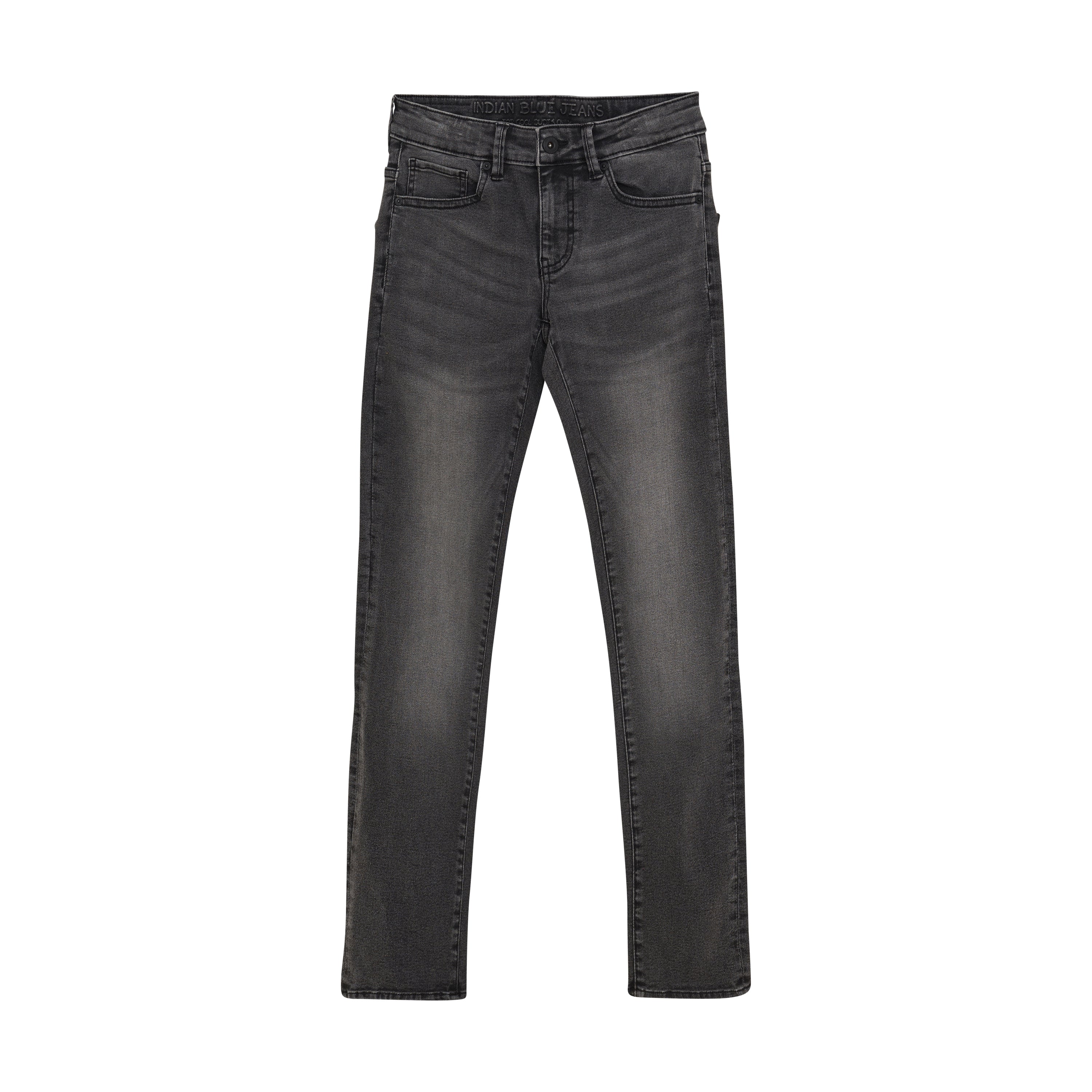 Jongens 2686 Straight Fit Grey Jeans van Indian Blue Jeans in de kleur Used Grey Denim in maat 176.