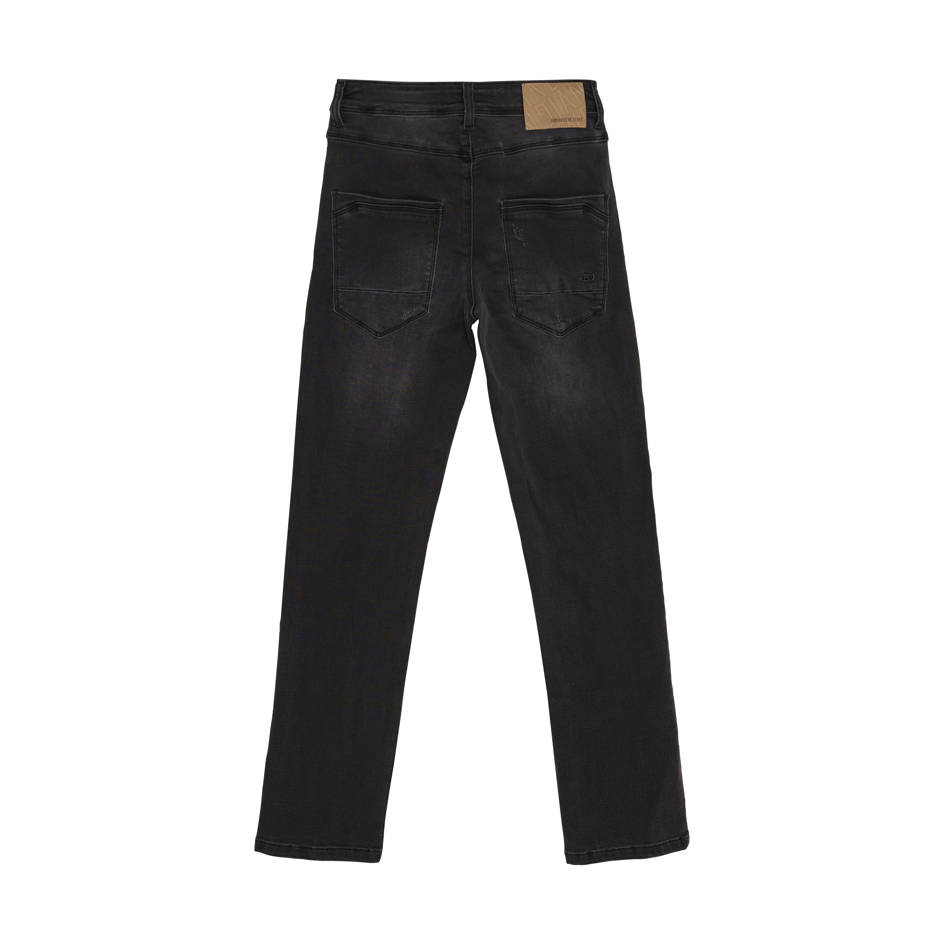 Jongens 2556 Wide Straight Black Jeans van Indian Blue Jeans in de kleur Black Denim in maat 176.