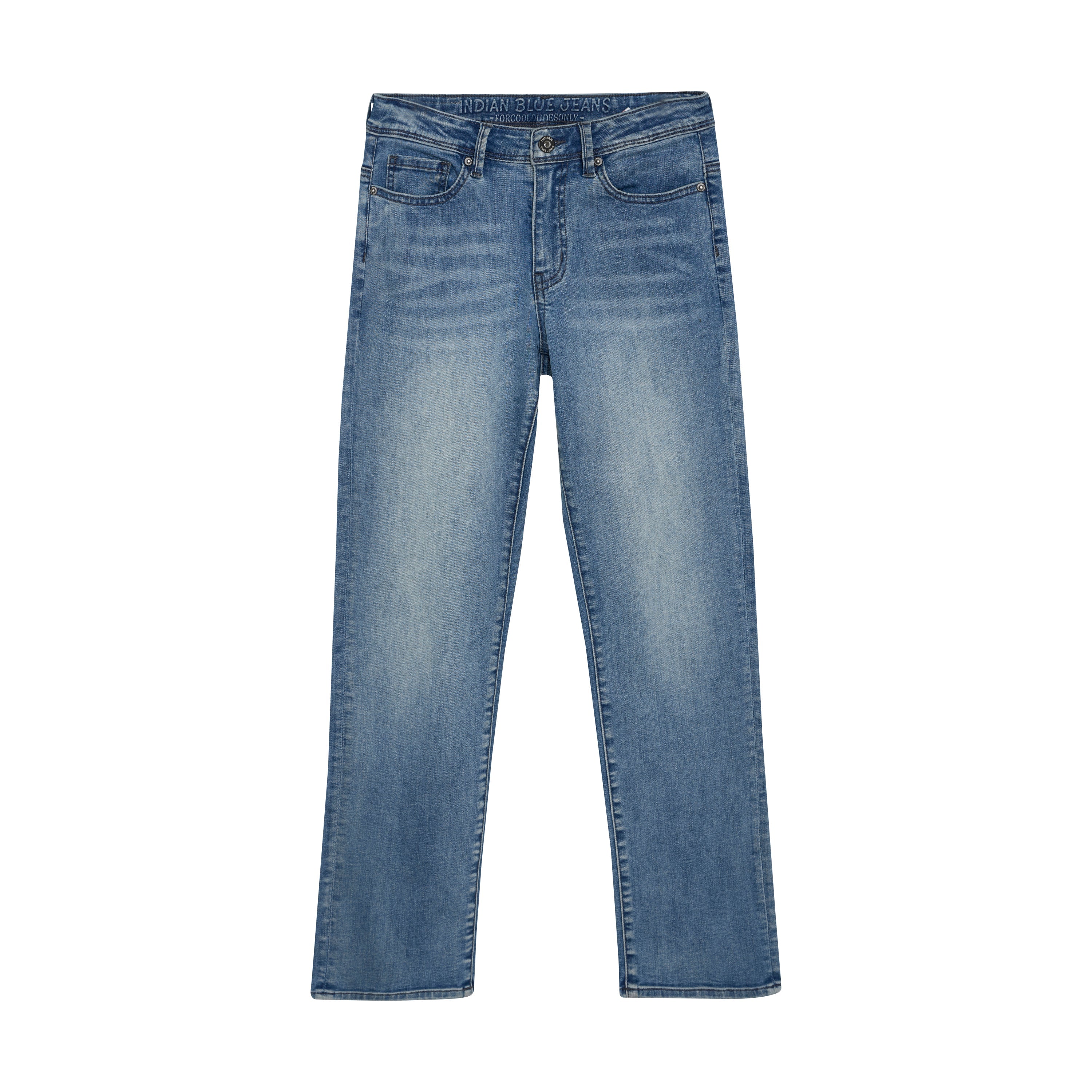 Jongens 2557 Wide Straight Blue Jeans van Indian Blue Jeans in de kleur Medium Denim in maat 176.