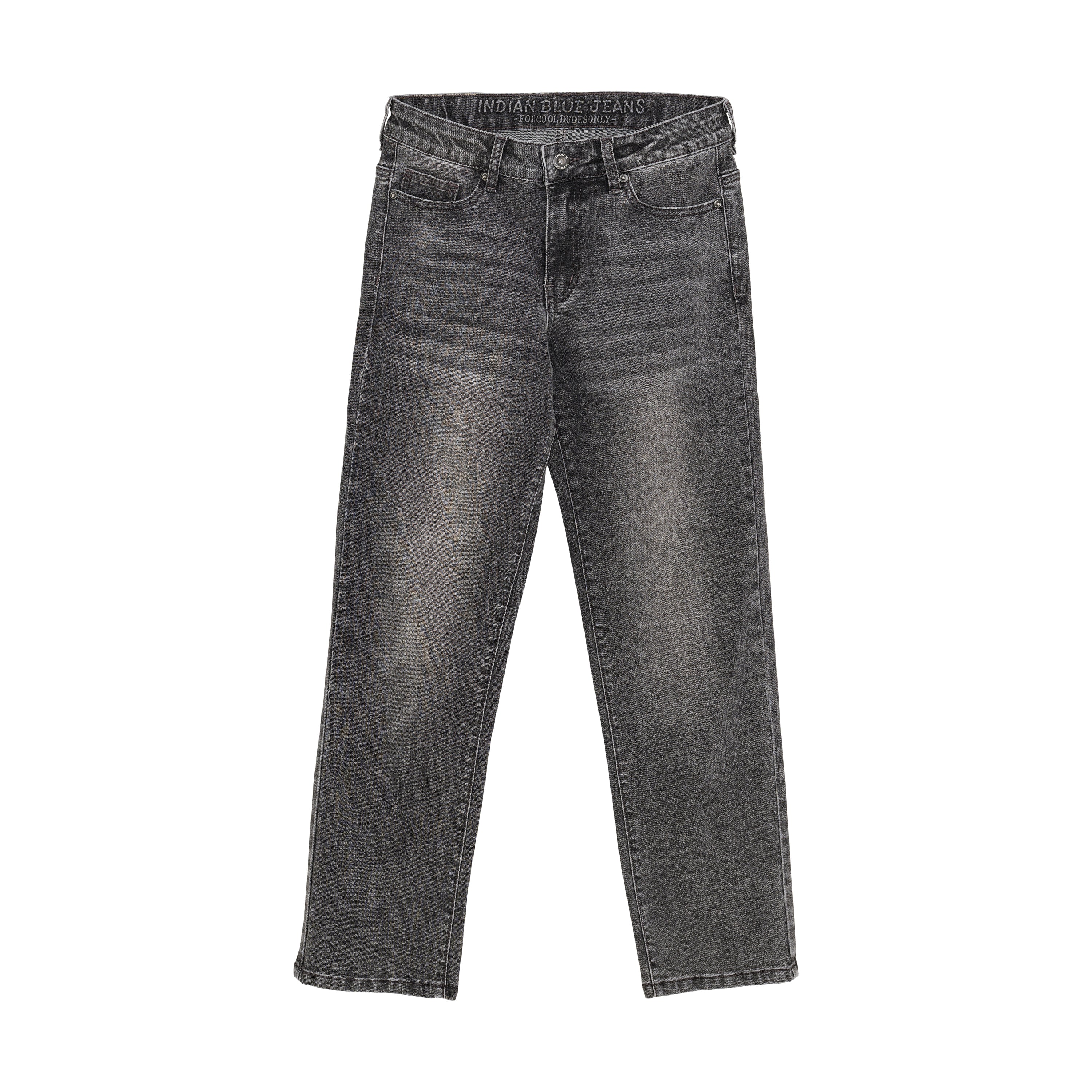 Jongens 2656 Wide Loose Fit Grey Jeans van Indian Blue Jeans in de kleur Dark Grey Denim in maat 176.