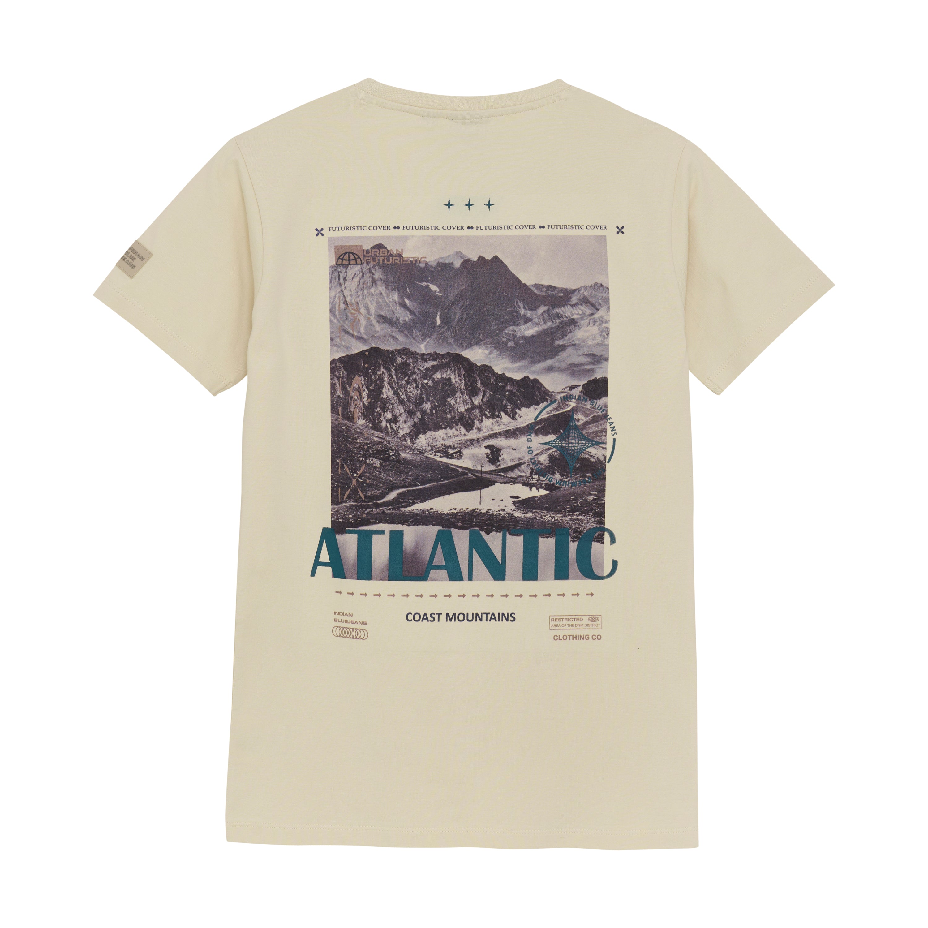 Jongens T-Shirt Chest Print van Indian Blue Jeans in de kleur Sandshell in maat 176.