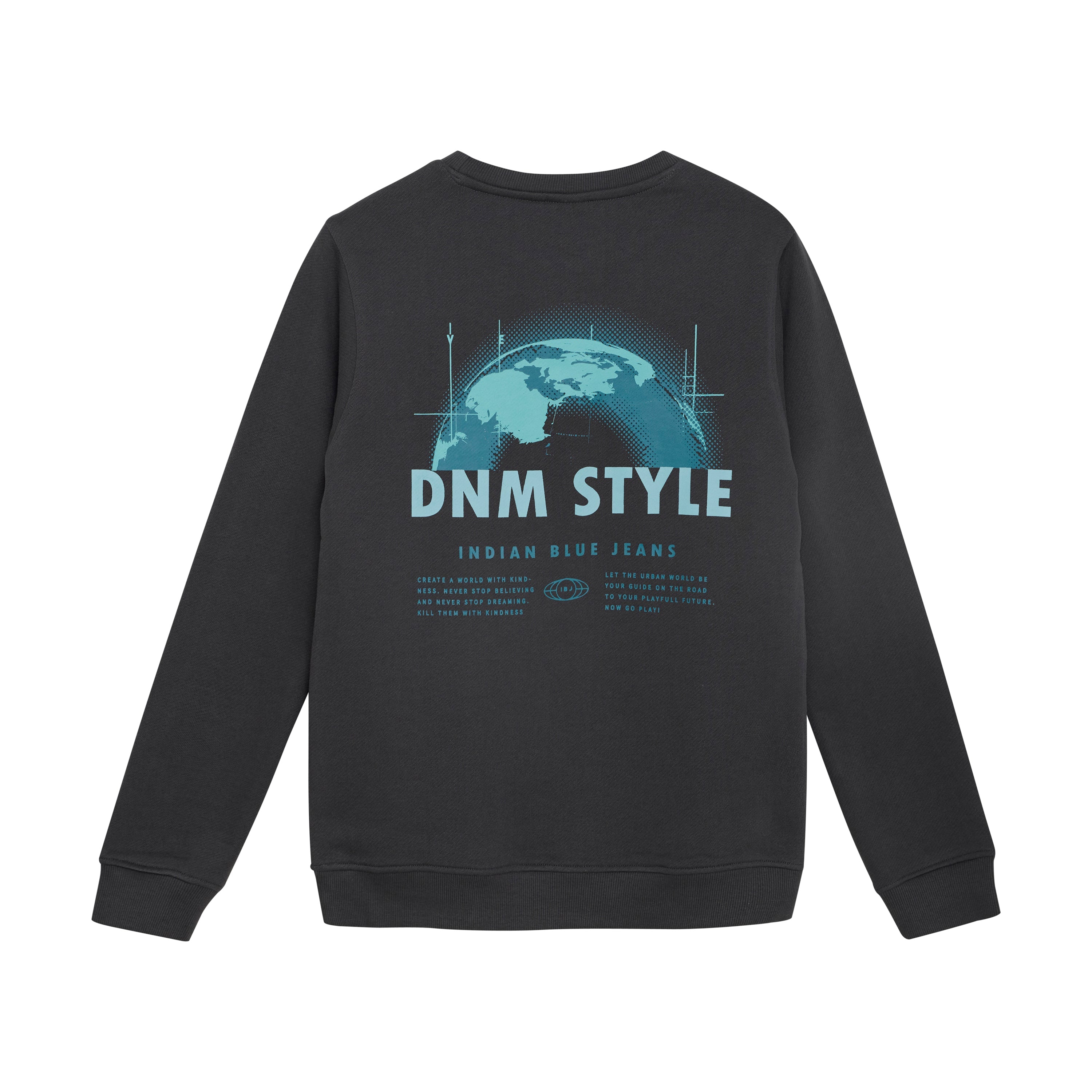 Jongens Sweater Chest and Backprint van Indian Blue Jeans in de kleur Phantom in maat 176.