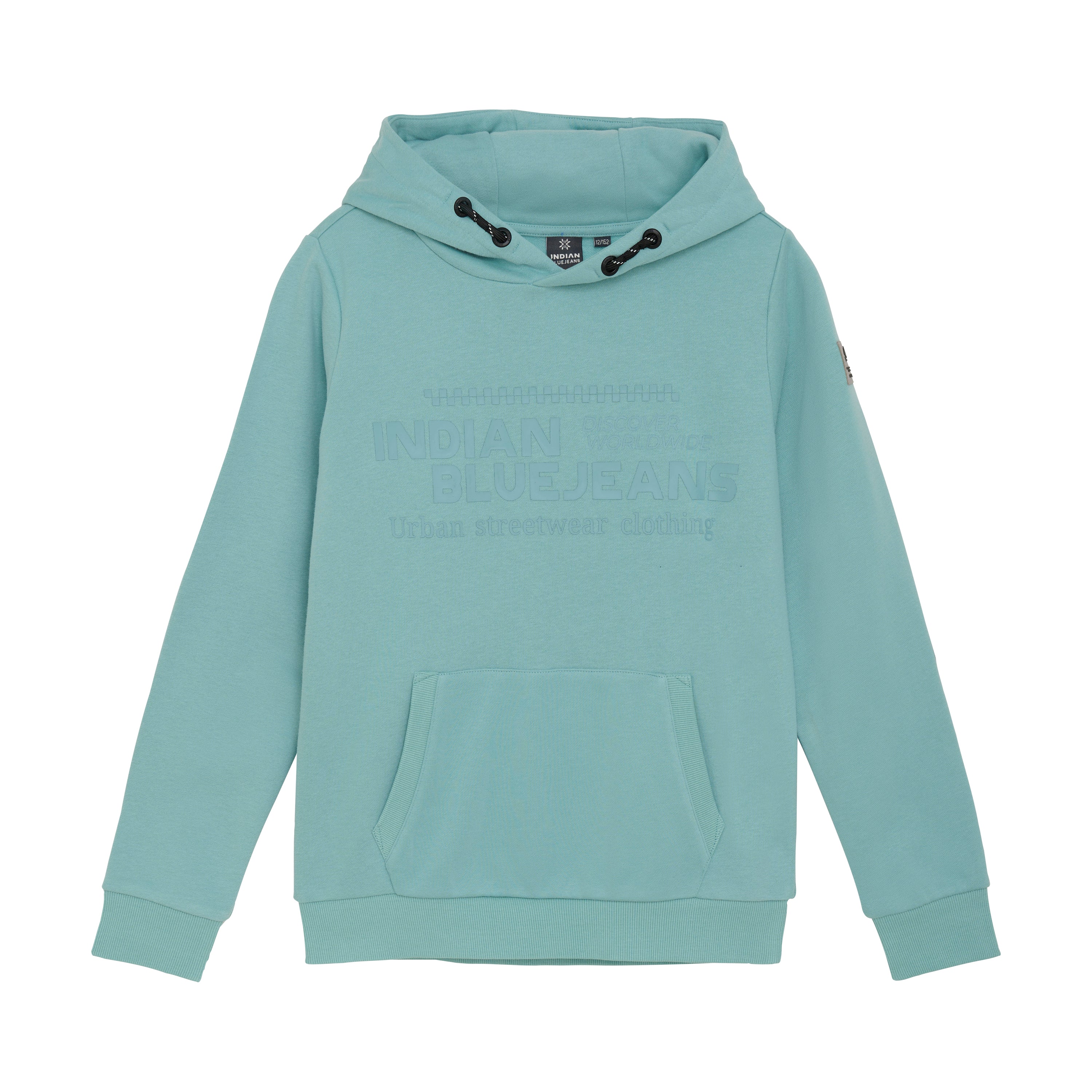 Jongens Hoodie Chestprint van Indian Blue Jeans in de kleur Aquifer in maat 176.